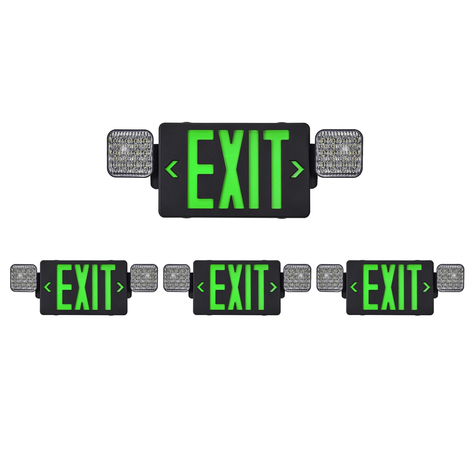 TANLUX Black Housing Exit Sign with Emergency Lights, LED Emergency Exit Light with Battery Backup, UL Listed, AC 120/277V, Comm