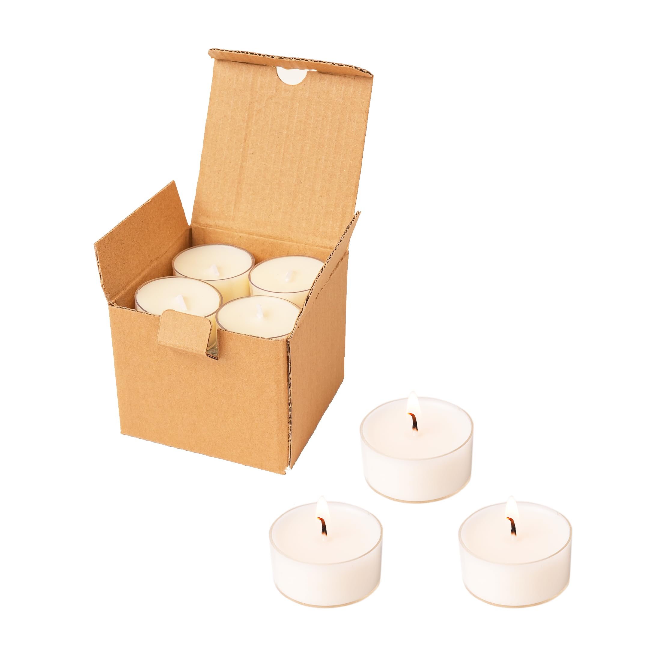 MUUFAZA Soy Tealight Candles, 12 Pack, Unscented, Hand-Poured, Purple, 5H Clean Burning, Model TLW58