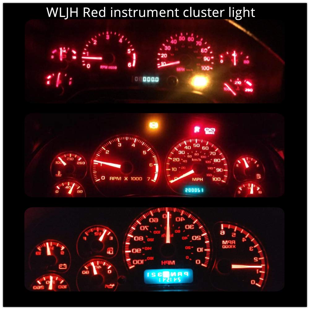 Wljh 6 Pack Super Bright 3030-3Smd T5 Canbus Error Free Red Instrument Cluster Panel Dash Light,Plug And Play