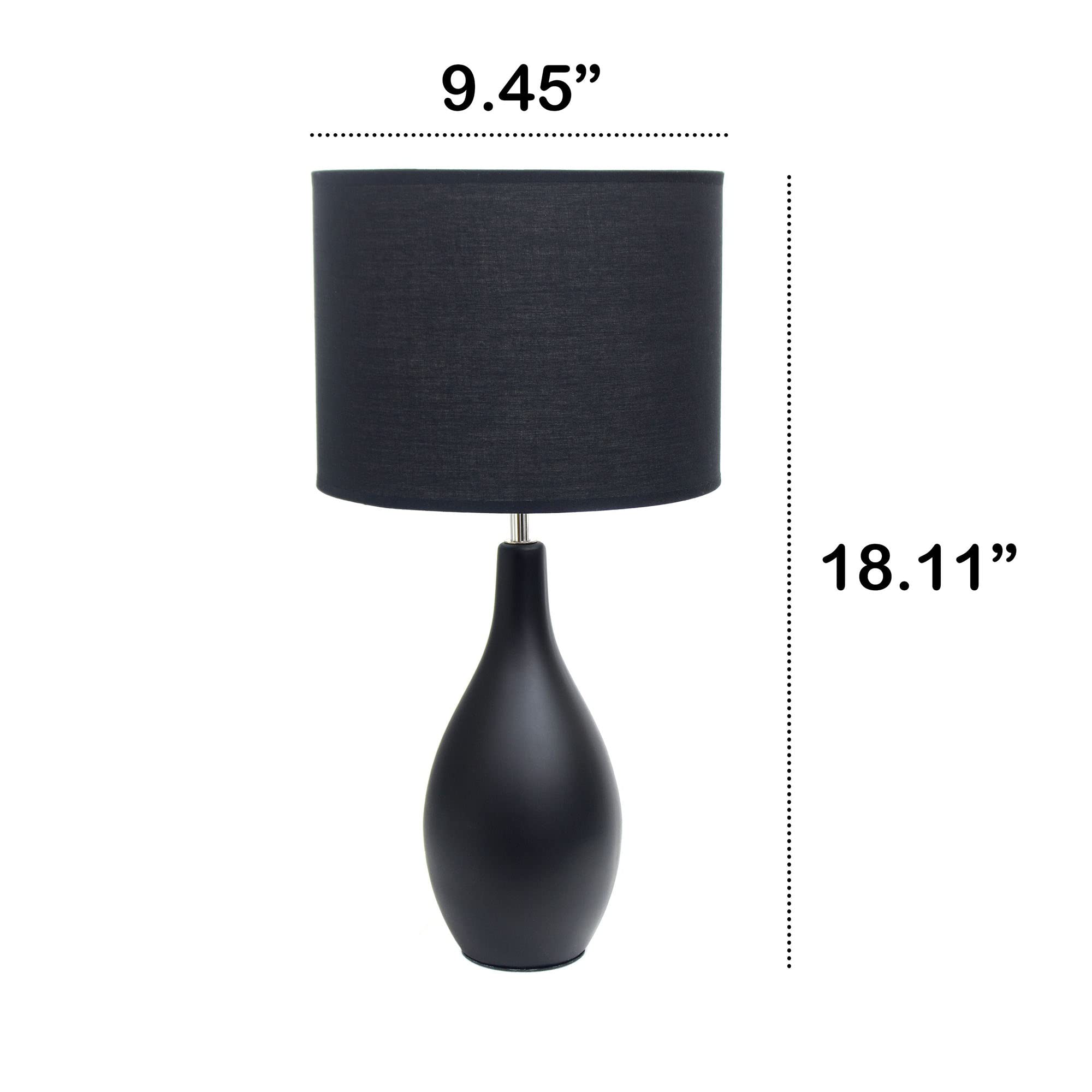Creekwood Home 18.11&quot; Ceramic Dewdrop Table Desk Lamp With Black Fabric Shade