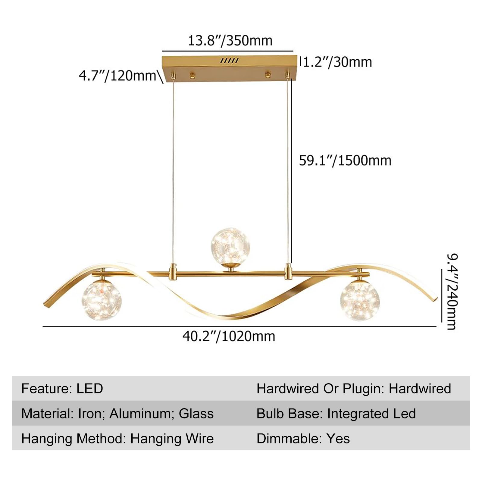 Buluxe Led Linear Kitchen Island Light Fixtures, Modern Dimmable Dining Room Light Fixture 4-Light