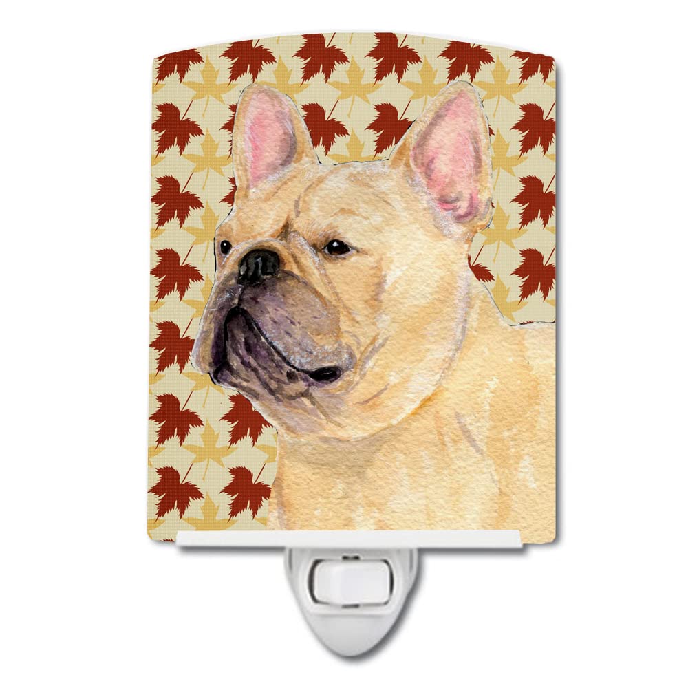 Carolines Treasures Ceramic Night Light, French Bulldog Fall Leaves, UL-Certified, 6x4x3 inches, Multicolor, Model SS4371CNL