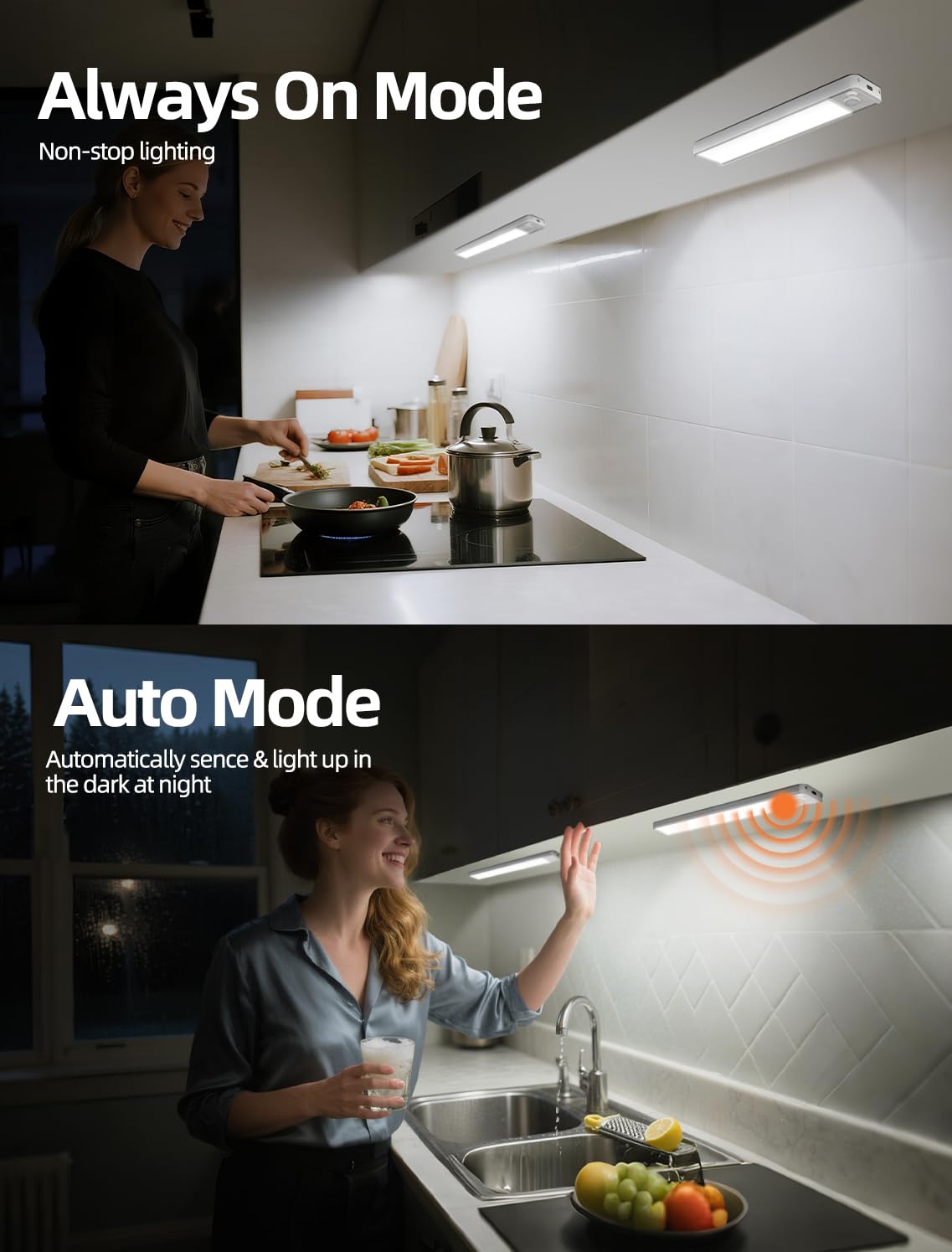 Under Cabinet Motion Sensor Lighting: Dimmable Rechargeable Lights Indoor - Battery Operated Lights - Undercabinet Wireless Closet Light Magnetic Led Light For Kitchen Home Bathroom Counter 3 Pack