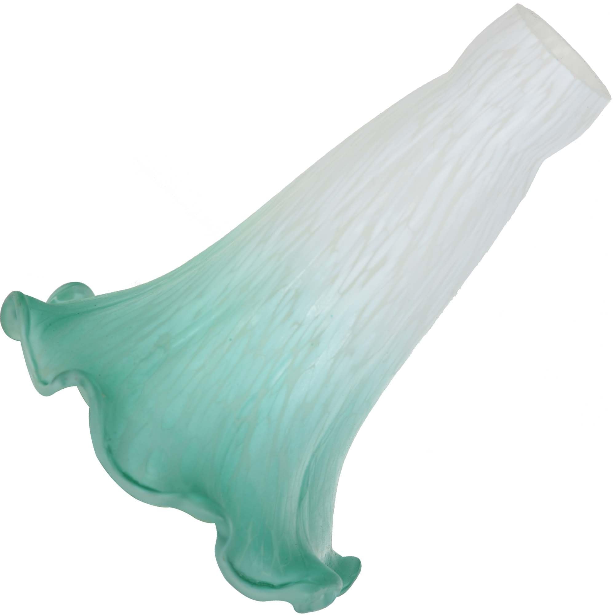 Bieye LS08S Lily Flower Blown Glass Lampshade (White Cyan, Opening I.D. 0.87'' x O.D. 1'')