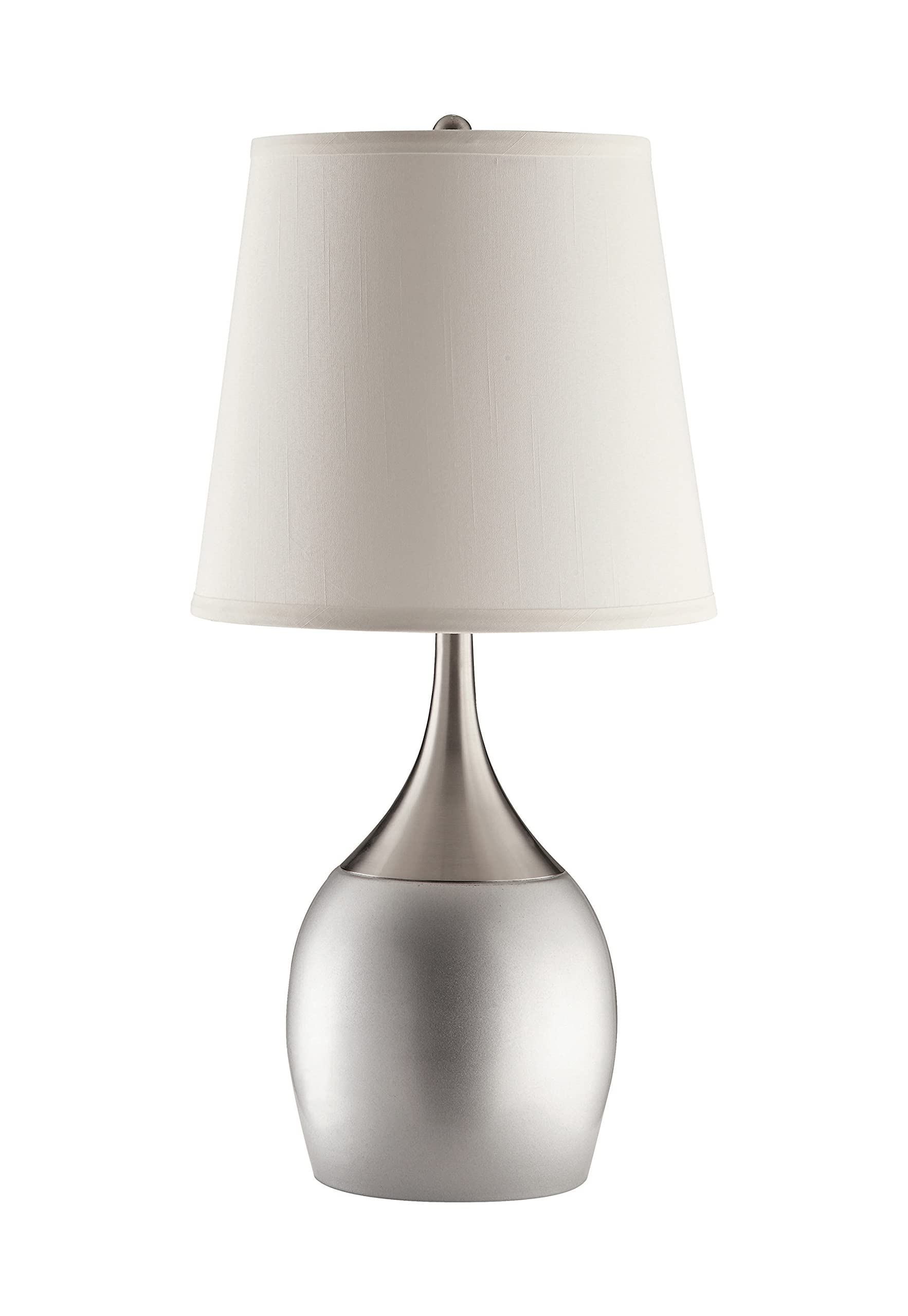 Coaster Furniture Modern Contemporary Table Lamp (Set of 2) White Empire Lampshade Silver Chrome Teardrop Base 901471