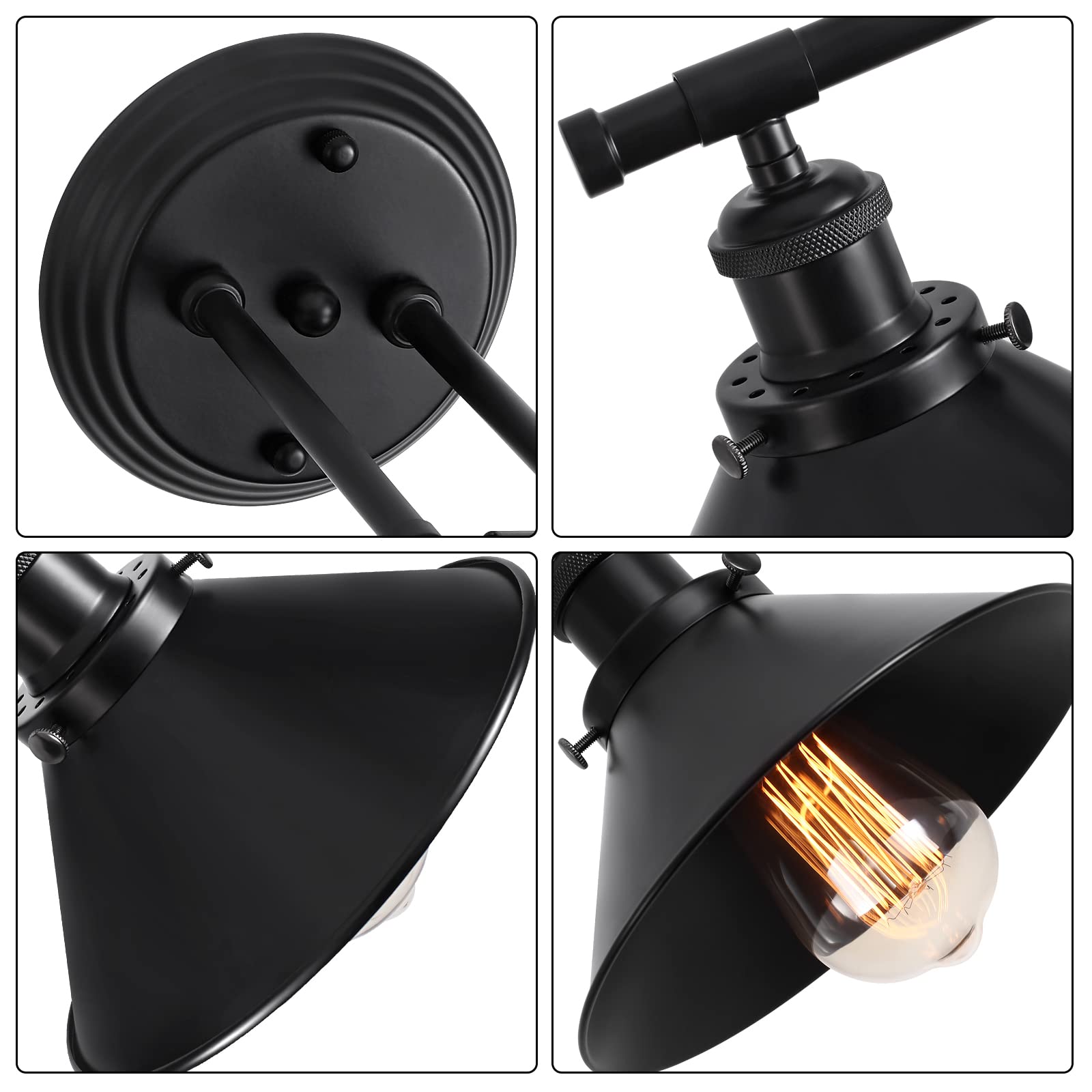 Toulmj Bathroom Light Fixtures Farmhouse Vanity Lights, 3 Light Bathroom Lighting Fixtures Over Mirror Bathroom Wall Sconces With Metal Shade, Matte Black Vanity Lights For Bathroom (31.49'')