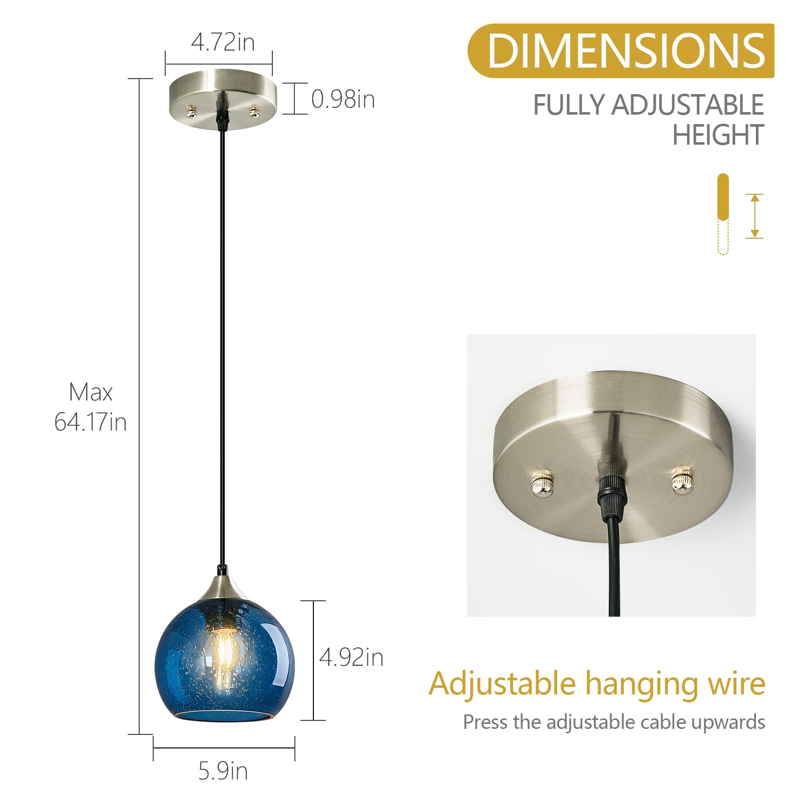 Lbsqj Blue Glass Pendant Lights Kitchen Island Lighting Globe Pendant Light Fixtures Modern Lighting For Kitchen Island Bedroom