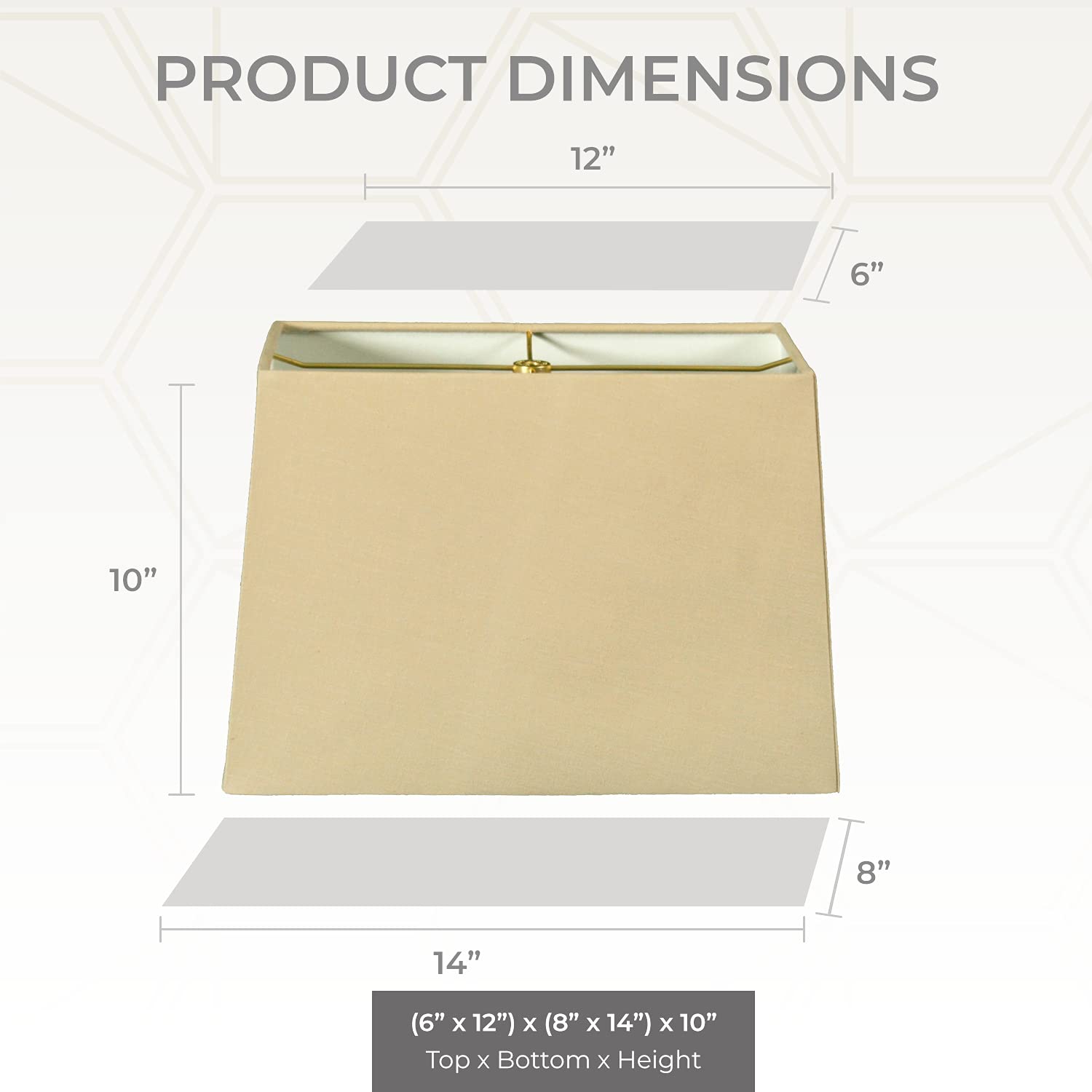 Royal Designs, Inc. Rectangle Hardback Lamp Shade, Hb-613-14Lnbg, Linen Beige, (6 X 12) X (8 X 14) X 10
