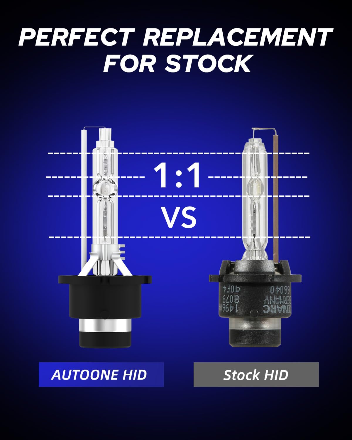AUTOONE D4S D4R HID Bulb 300% Brighter 6000K Cool White 35W Xenon Glass D4S