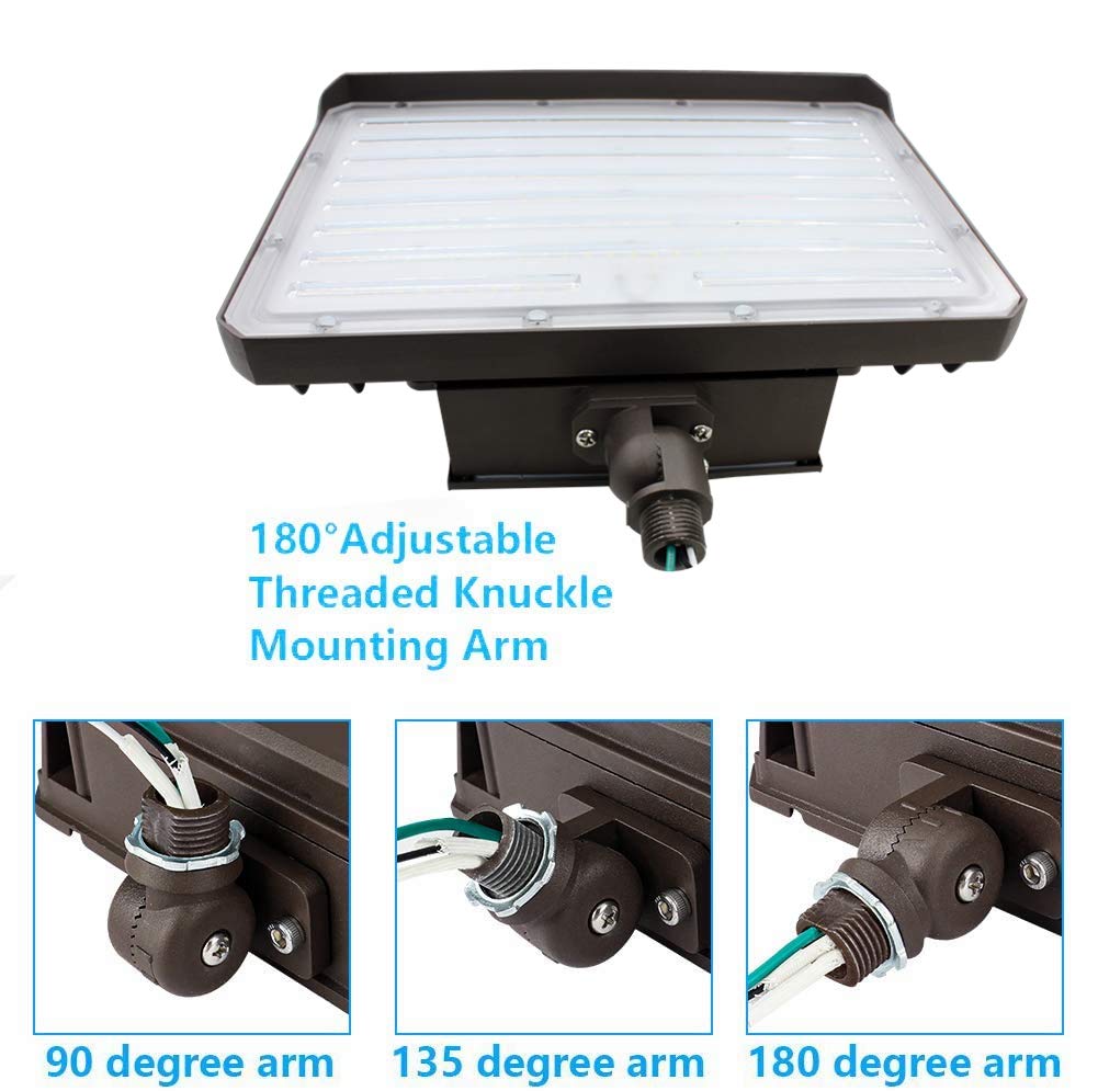 WHLED 150W Outdoor LED Flood Light, 21000LM, Dusk to Dawn, ETL, 5000K Daylight, Model FL150, Brown, 100-277V