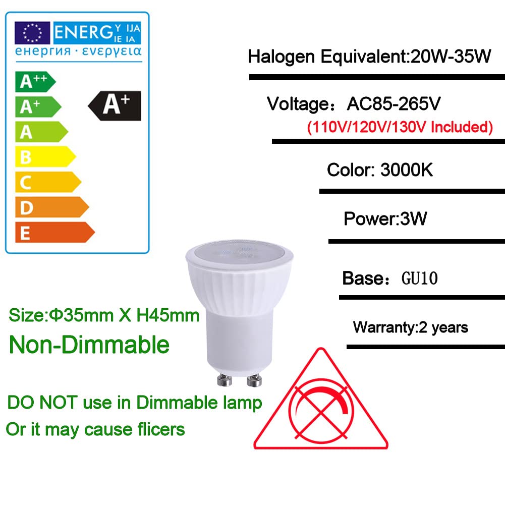 Ukzboss Mr11 Gu10 Mini Led Spotlight Bulb 3W 3000K Warm White, 35W Halogen Equivalent