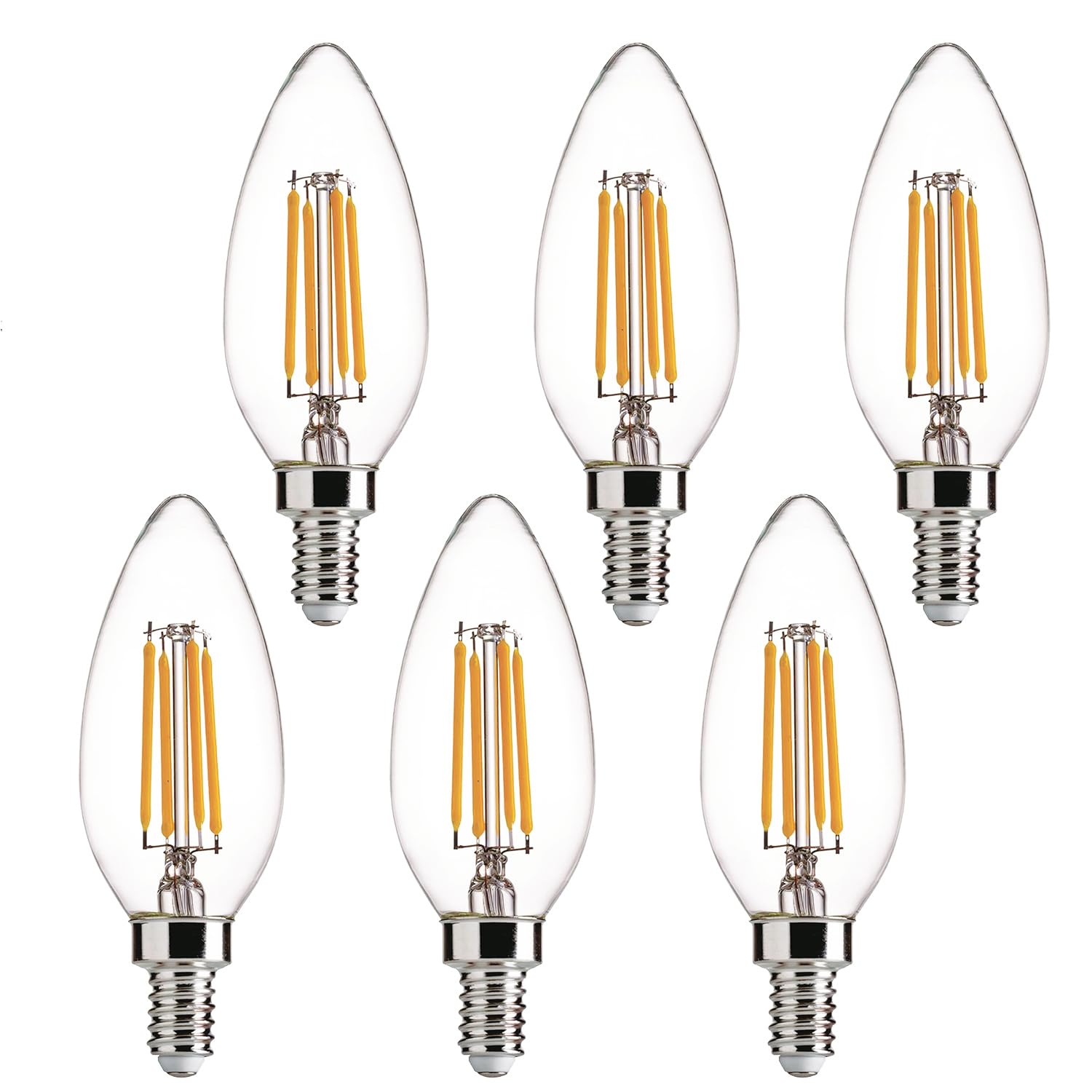 E12 Led Light Bulbs Dimmable 5000K Daylight White 4 Watt 40W Equivalent Chandelier Light Bulb Filament Led Candle Bulbs,For Ceil