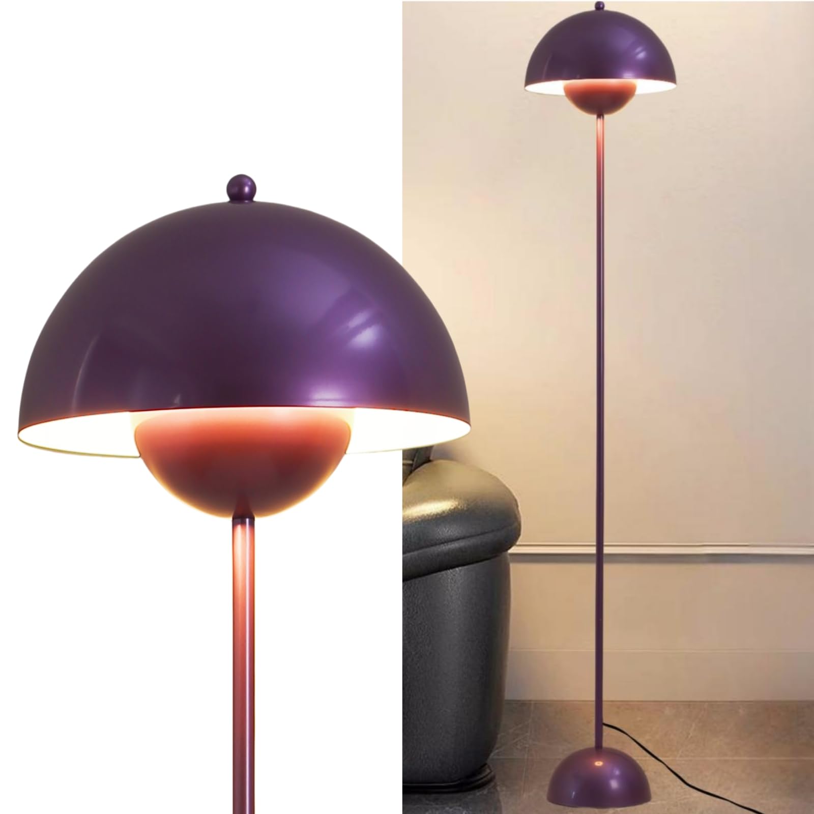 COSYLUX Modern Floor Lamp - Industrial Metal Shade, Tall Standing Design, Pearl Purple