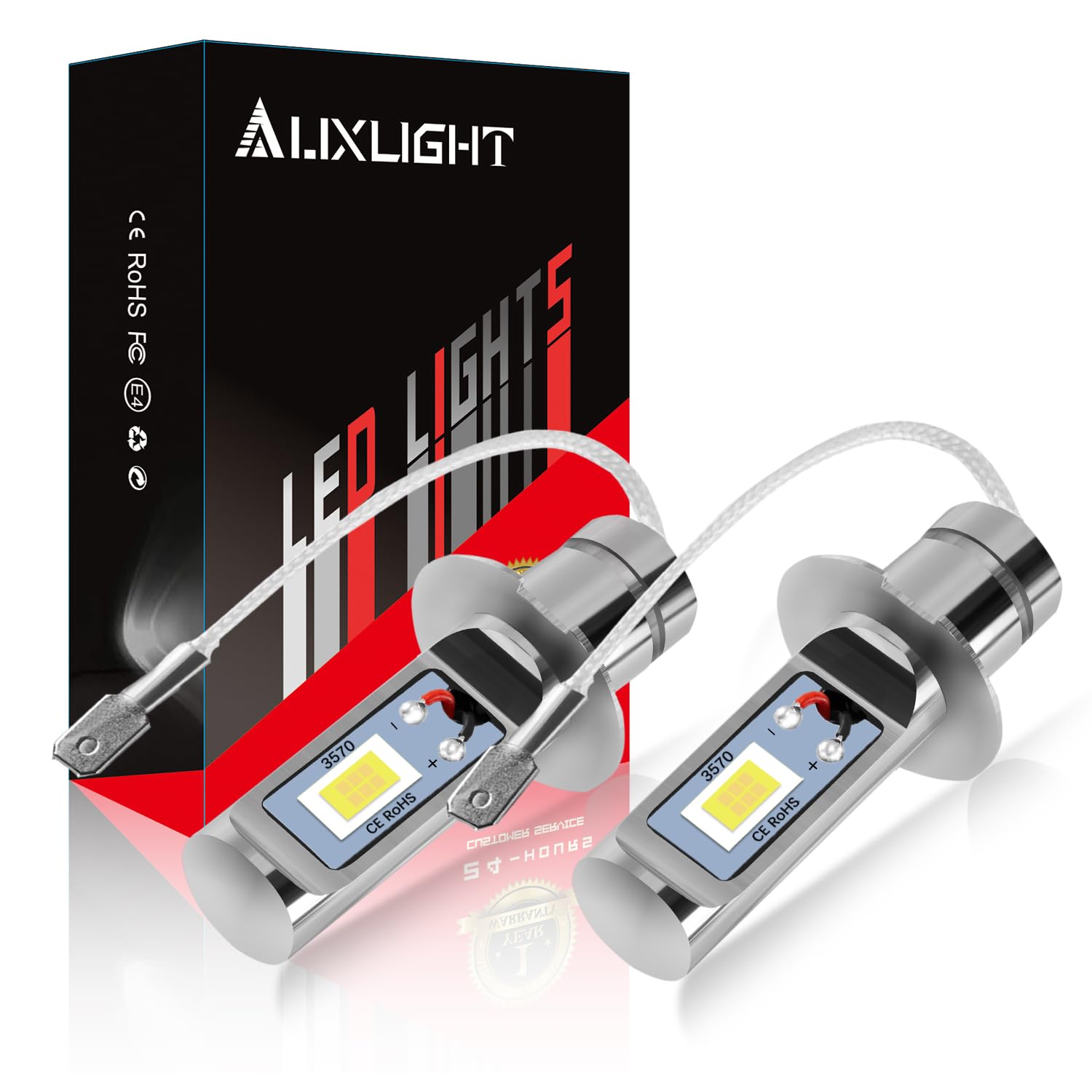 Auxlight H3 Led Fog Light Bulbs - 3000 Lumens, Aluminum, 6000K Xenon White