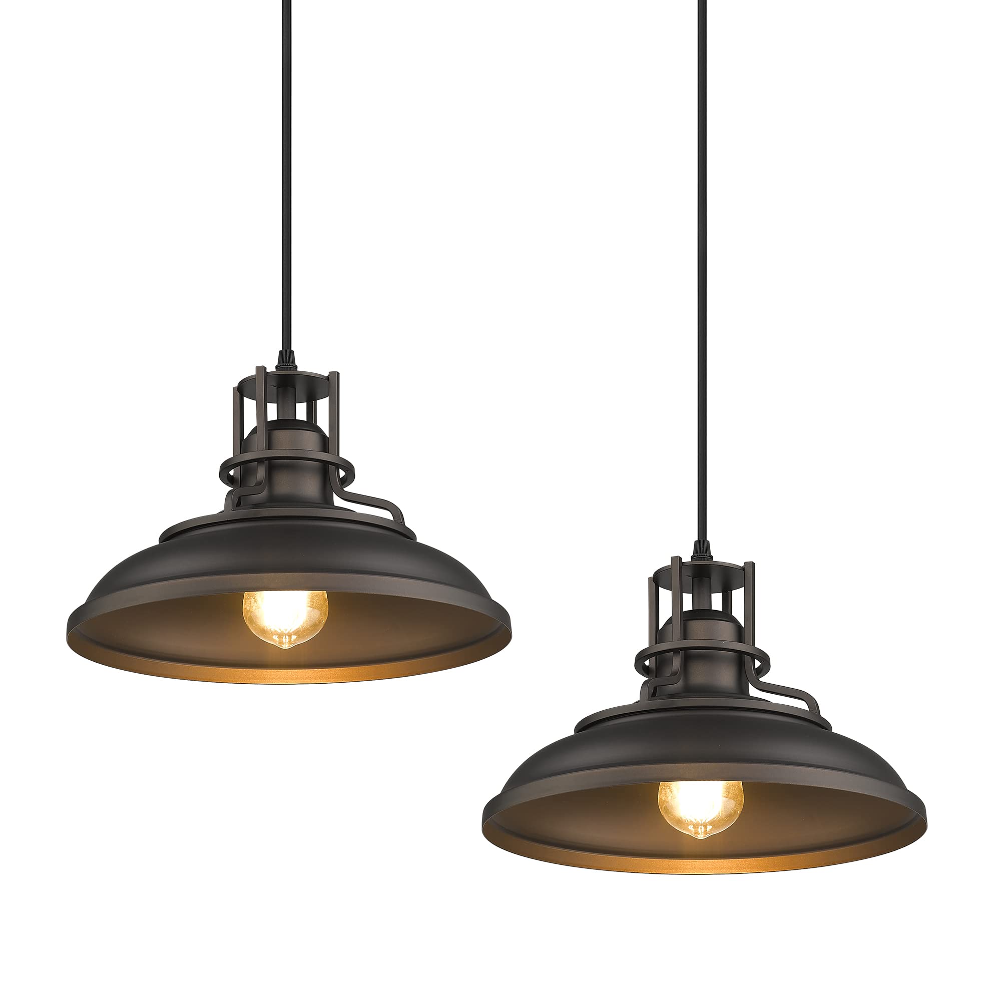 Femila Industrial Pendant Lights, 2-Light Farmhouse Fixture, 12&quot; Oil-Rubbed Bronze, Kitchen Island