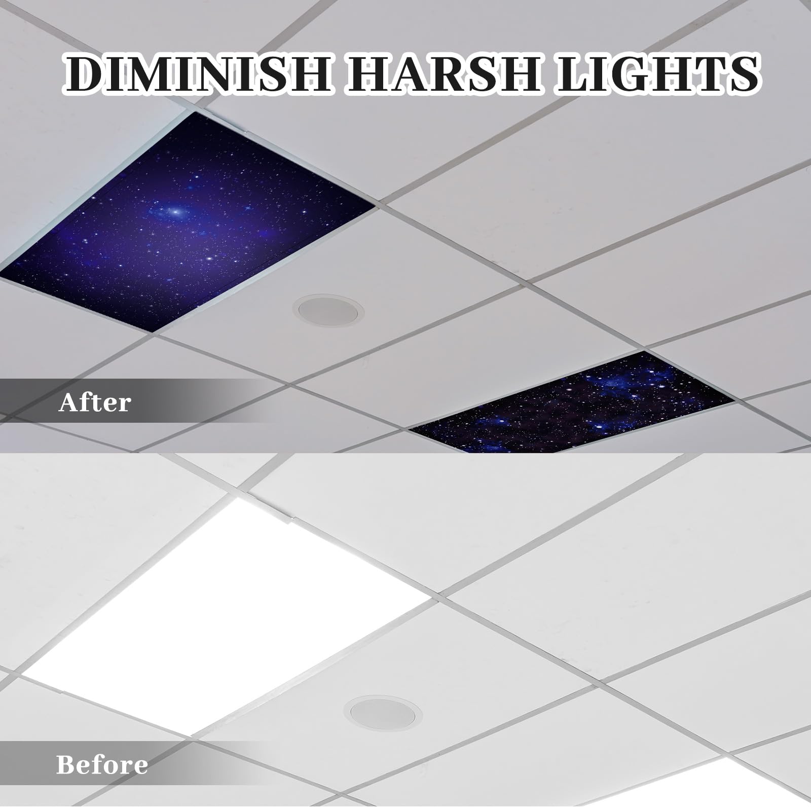 Roceei Pack Of 4 Fluorescent Light Covers For Ceiling Lights, 4 X 2 Ft, Magnetic Light Covers For Classroom Office Home School(S