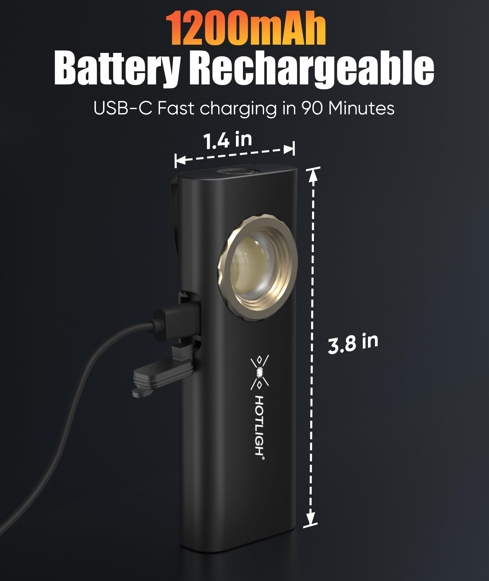 Hotligh Slim Magnetic Work Light - 1000 Lumens Led Work Light Rechargeable With Two Magnetic Bases Design, Flat Flashlight For Car Repairing/Camping/Emergency
