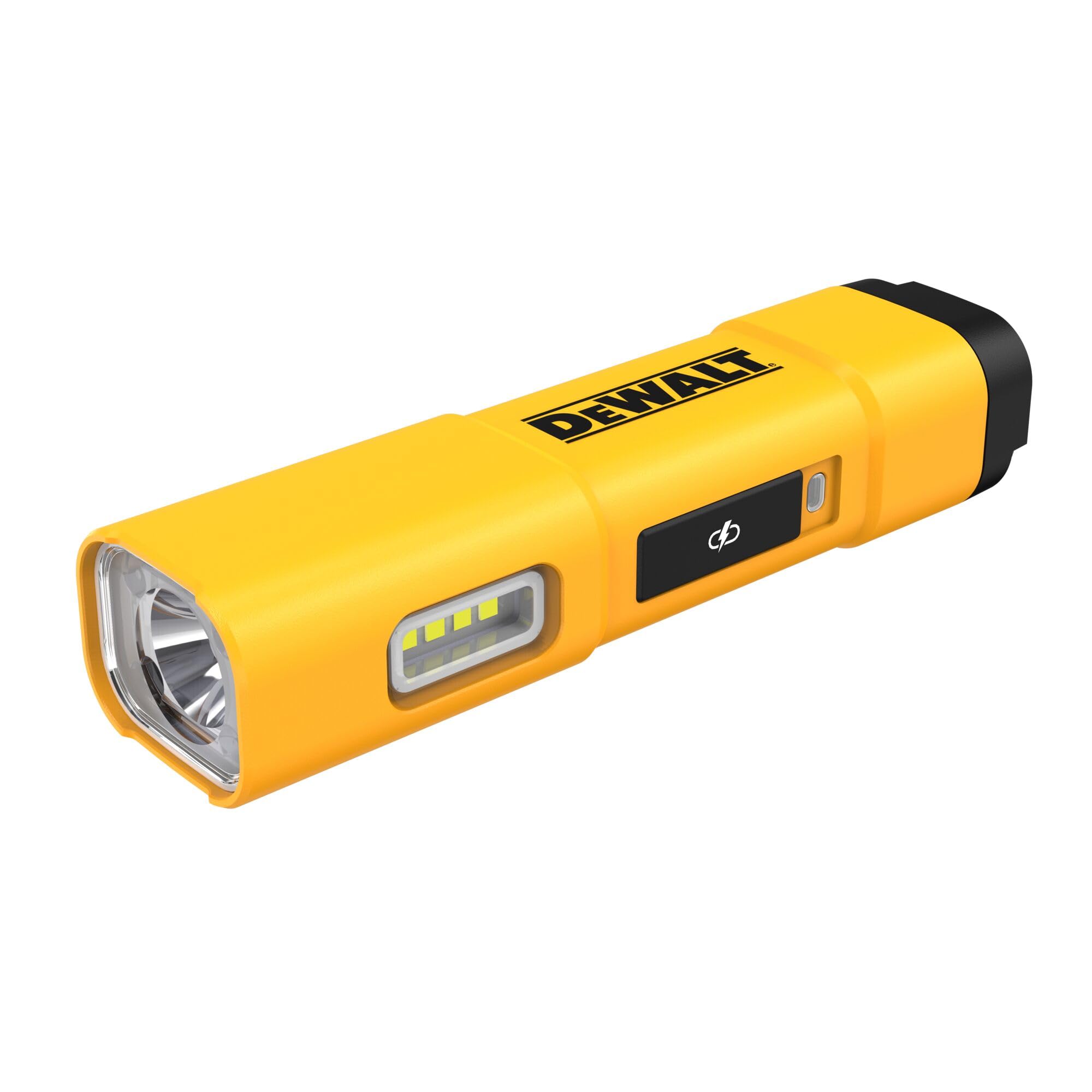 DEWALT LED Flashlight, USB-C Rechargeable, Magnetic Light, Model DCL183, Yellow, Plastic