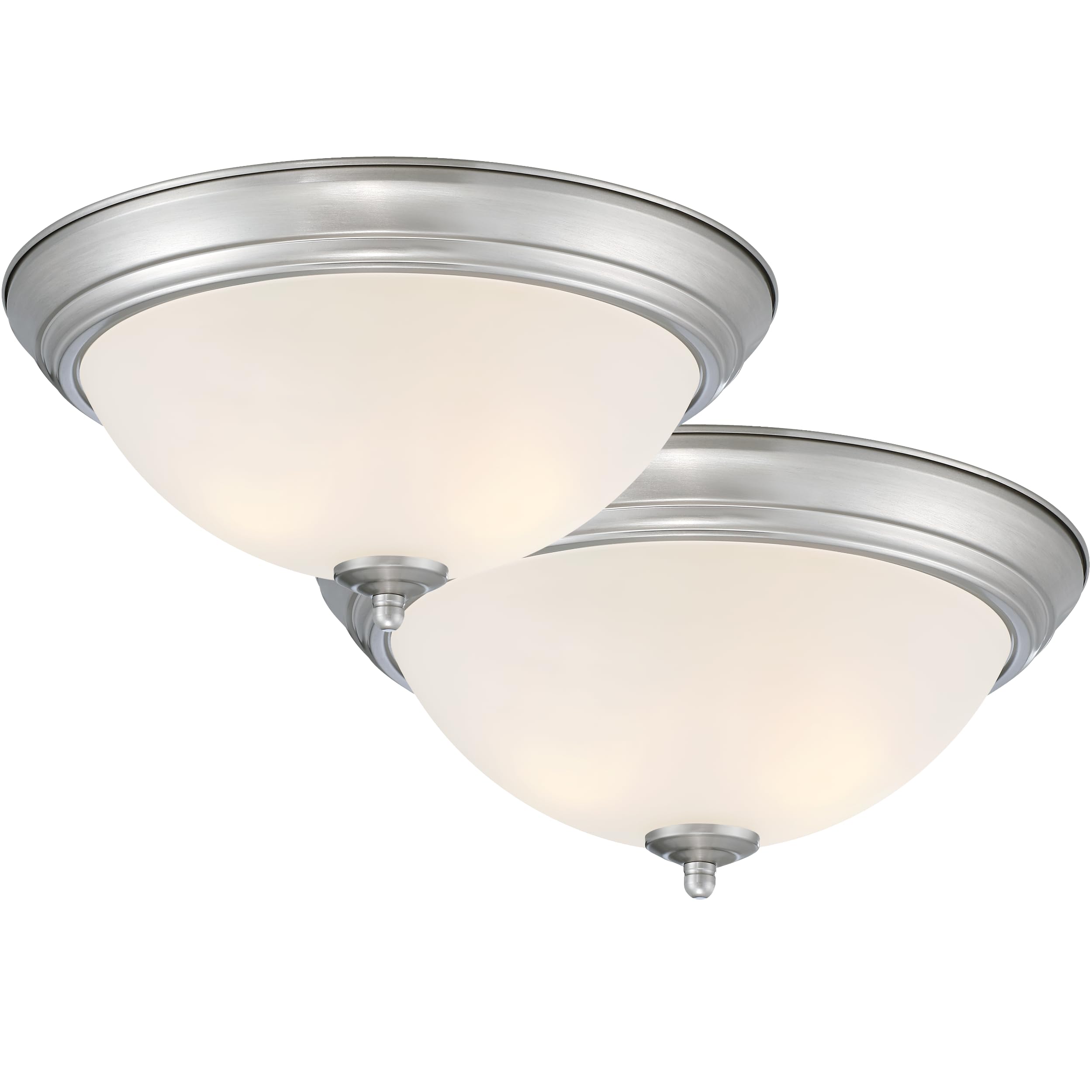 DESIGNERS FOUNTAIN Flush Mount Ceiling Light, 2-Pack, 11 Inch LED Frosted Glass Lighting Fixture for Kitchen, Bedroom, Bathroom, and Hallway, Brushed Nickel, D333M-11FM-BN2