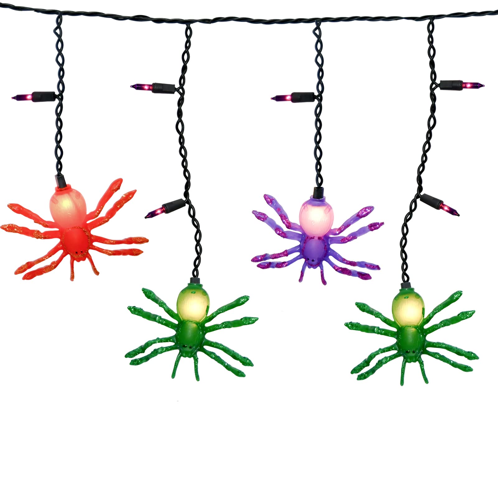 Cbebew Halloween Spider String Lights, 25 Mini Colorful Curtain Lights For Outdoor Decor