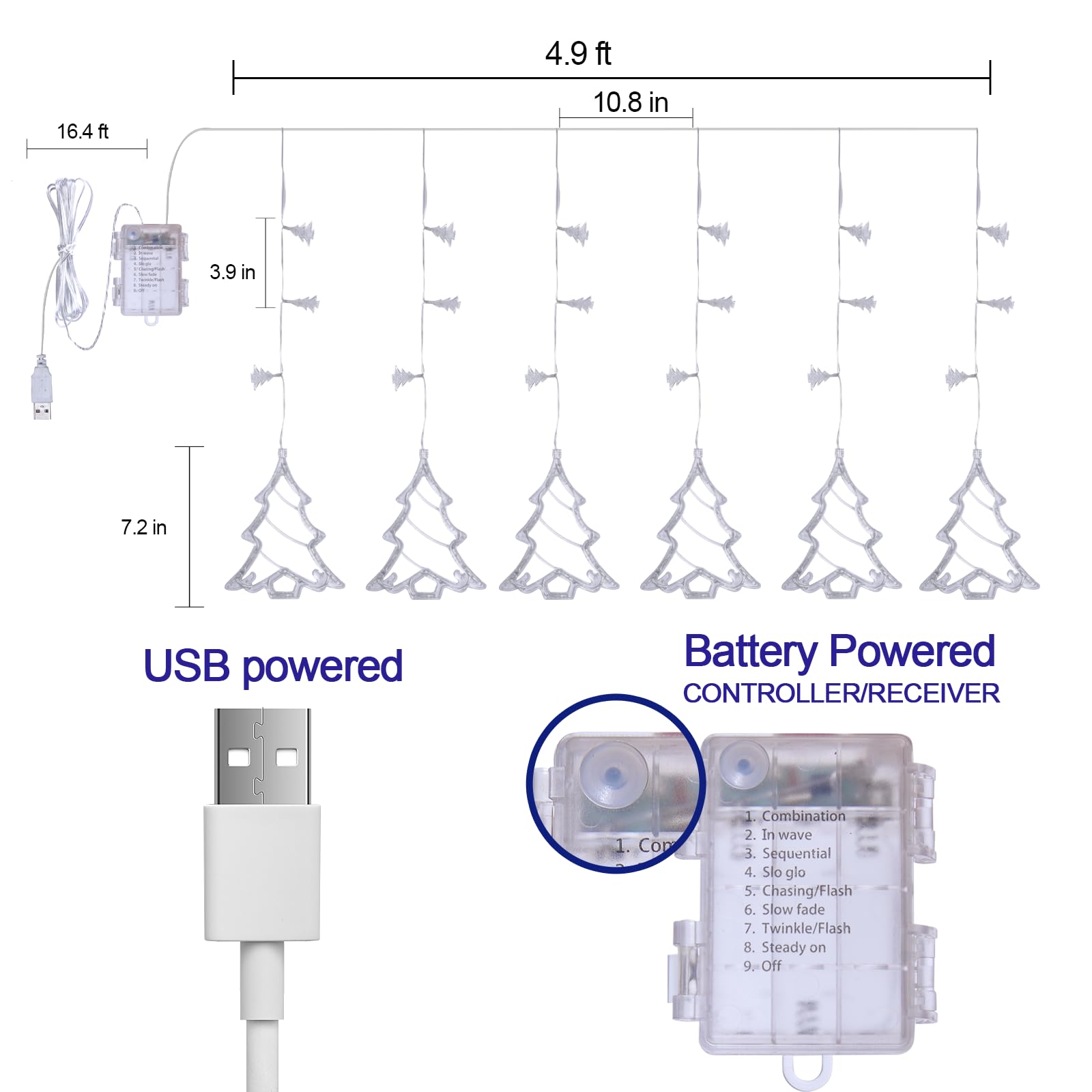 Lyubasa Christmas Snowflake Lights Decorations, 5.3Ft Remote&Time 8 Light Mode With Battery Powered 112 White Led Window Curtain Lights For Tree, Eaves, Garden, Yard, Indoor Outdoor Xmas Lamp Decor