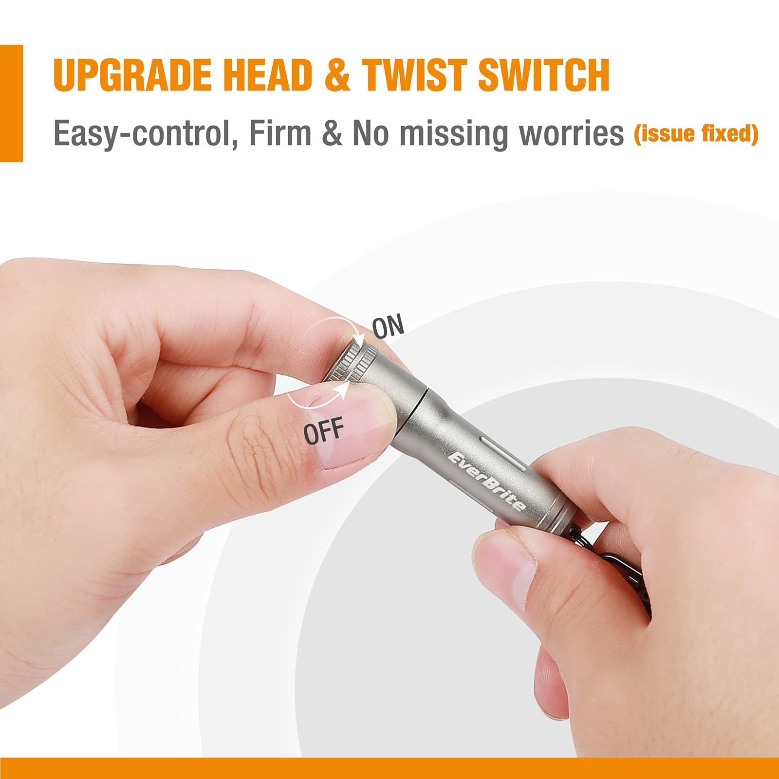 EverBrite Keychain LED Flashlight Mini Torch, Gray, AAA Battery Included, Model E011145AE