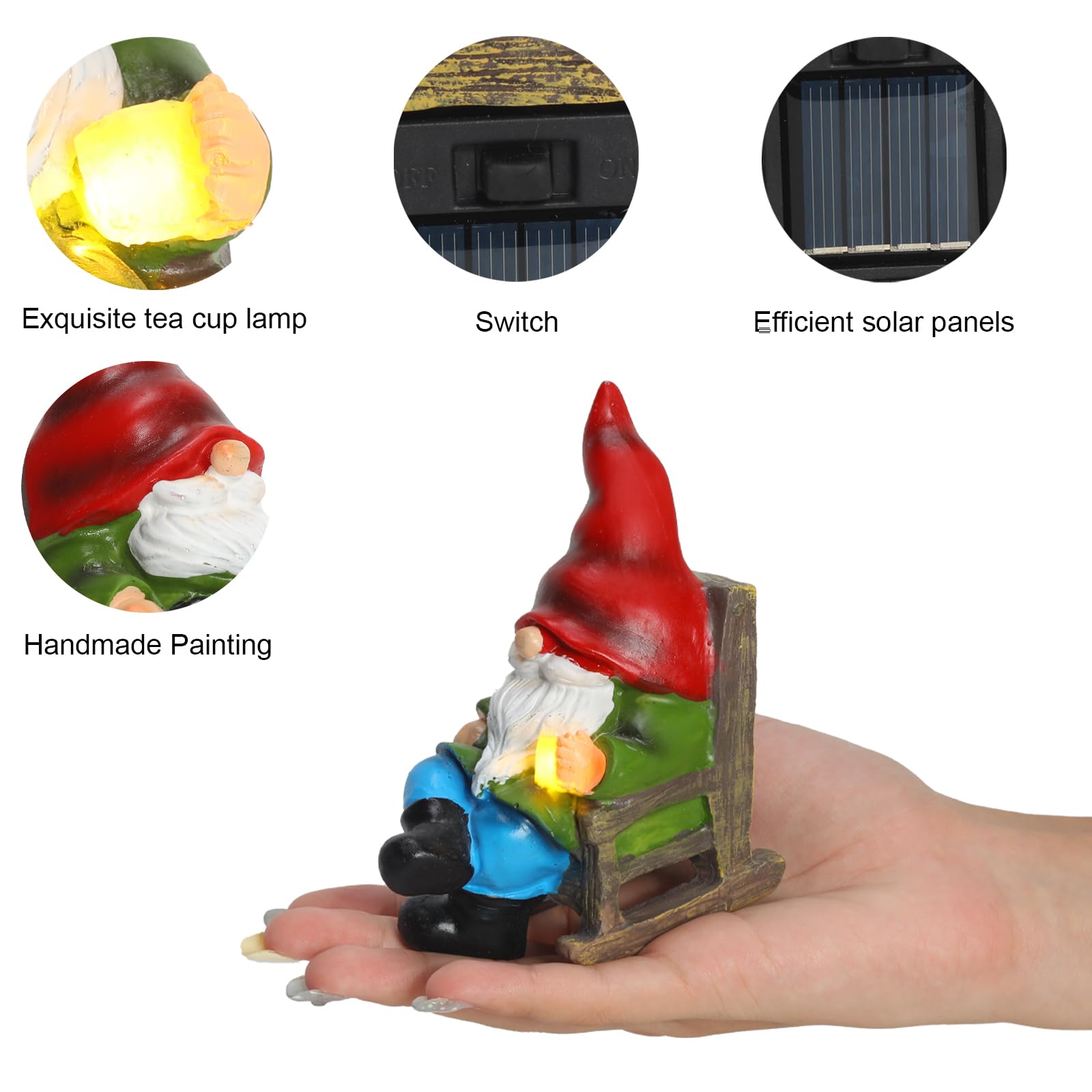 Halpssfm Garden Gnome Statue Solar Light Miniature Gnome Outdoor Decor Gnome Figurine For Outdoor Indoor Home Lawn Yard Balcony