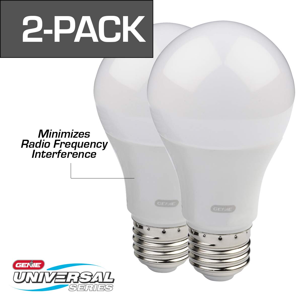 Genie Garage Door Opener LED Light Bulb, 4000K, 2 Count, Model GLEDB2-R2, Plastic