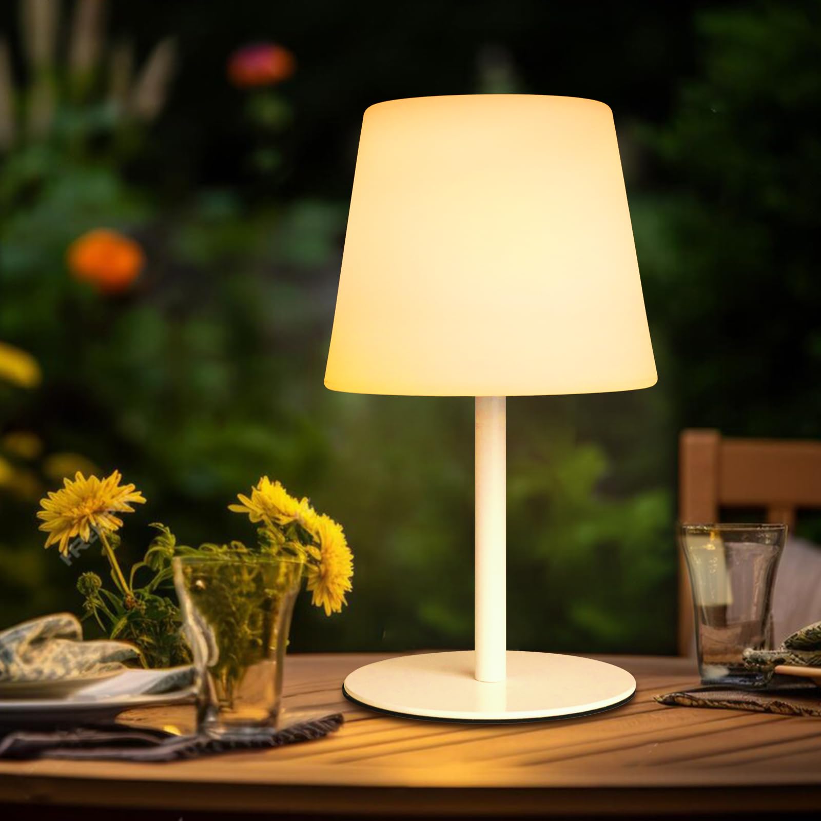 Wonder Solar Cordless Table Lamp, Rechargeabl Outdoor Battery Table Lamp Shower Waterproof Bedroom Lamps 15.6'', Small Bedside L