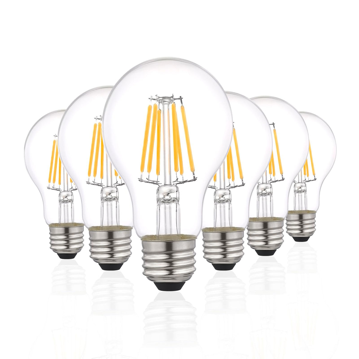 Xiaokalami A19/A60 Clear Led Light Bulbs Dimmable 60W Equivalent, 3000K Warm White Light Bulbs 6W E26 Base, Antique Clear Glass 