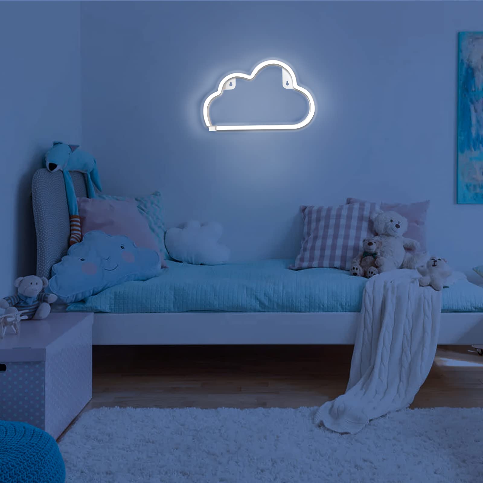 Bernicekelly Led Cloud Neon Sign - White Silicone Wall Light For Bedroom Decor, Usb/Battery Powered, Model Yyi-50