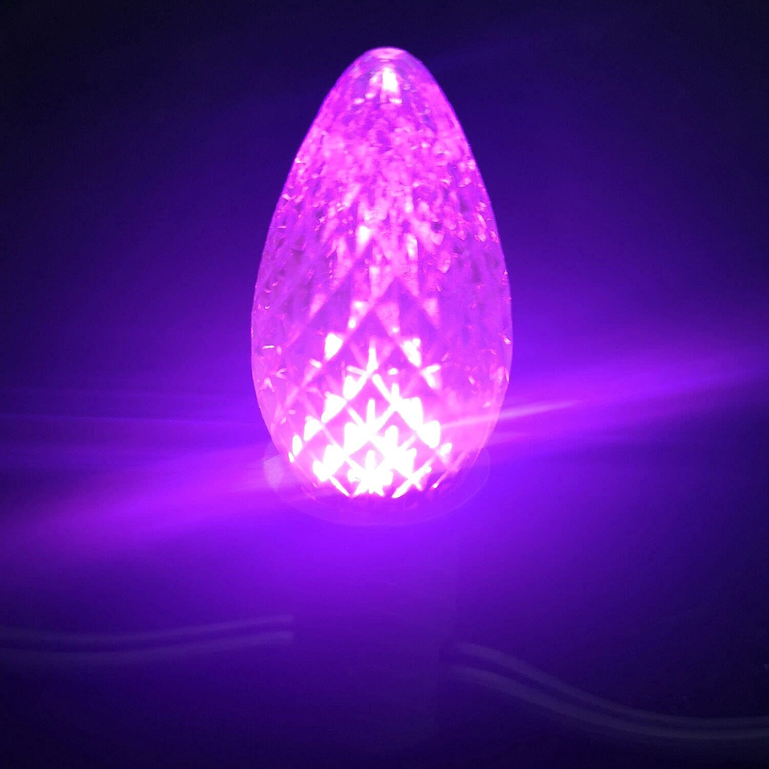 Durable 25 Sets Of C7 Led Christmas Light Bulbs,E12 Faceted Halloween Decoration Led Christmas Replacement Bulbs For Outdoor Decoration (Purple)