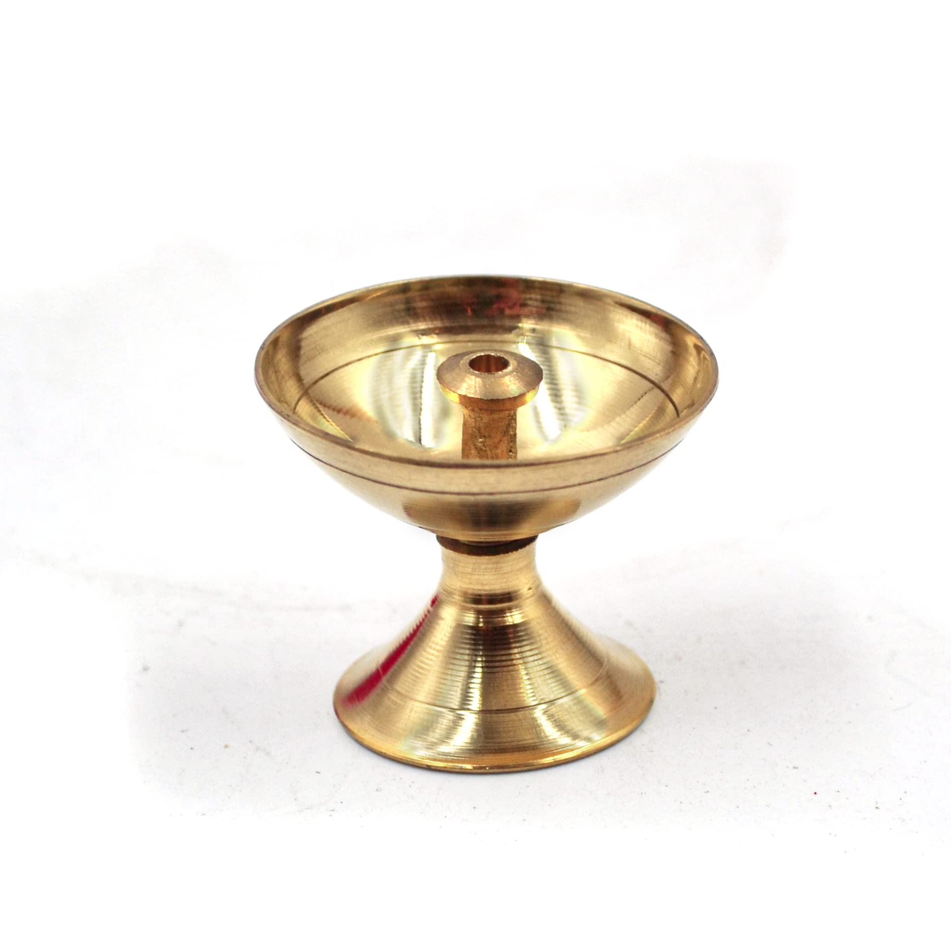 CraftVatika Brass Akhand Small Diya Oil Lamp Holder for Puja (4 x 3.2 CM, Golden) (9 Piece)