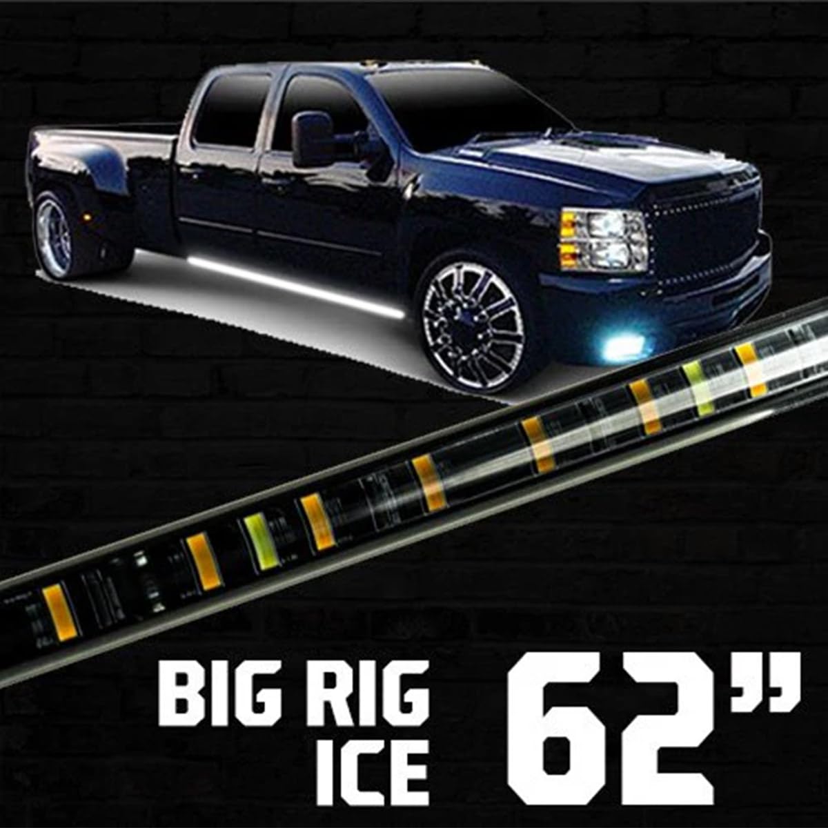 RECON 62in Big Rig Ice LED Light Bar Kit - Amber Running Lights & White Cargo Lights - Model 26414X - Black
