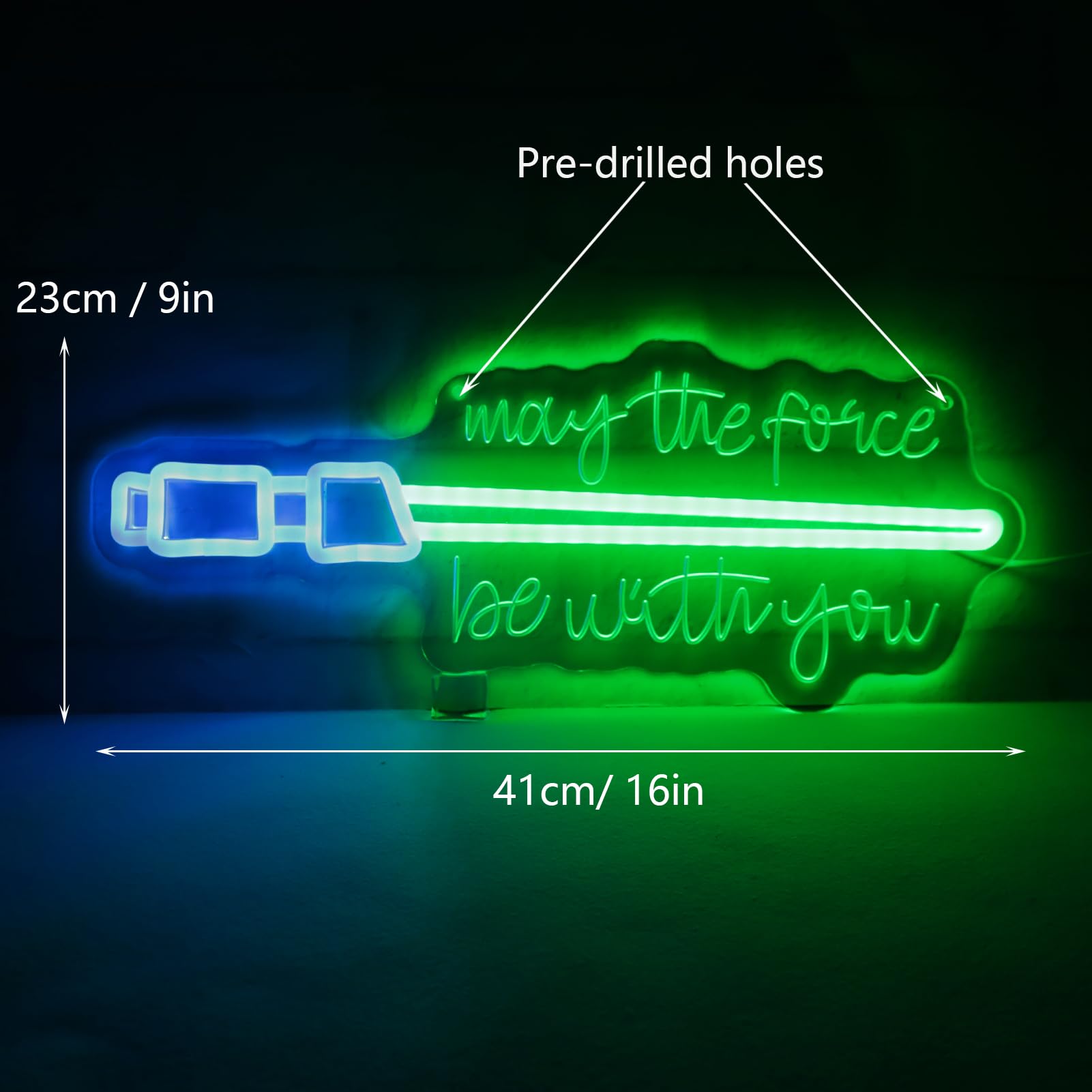 Pinlangdou Lightsaber Neon Sign USB Power LED Wall Decor 16inx10in Green Model Pinlangdou-07