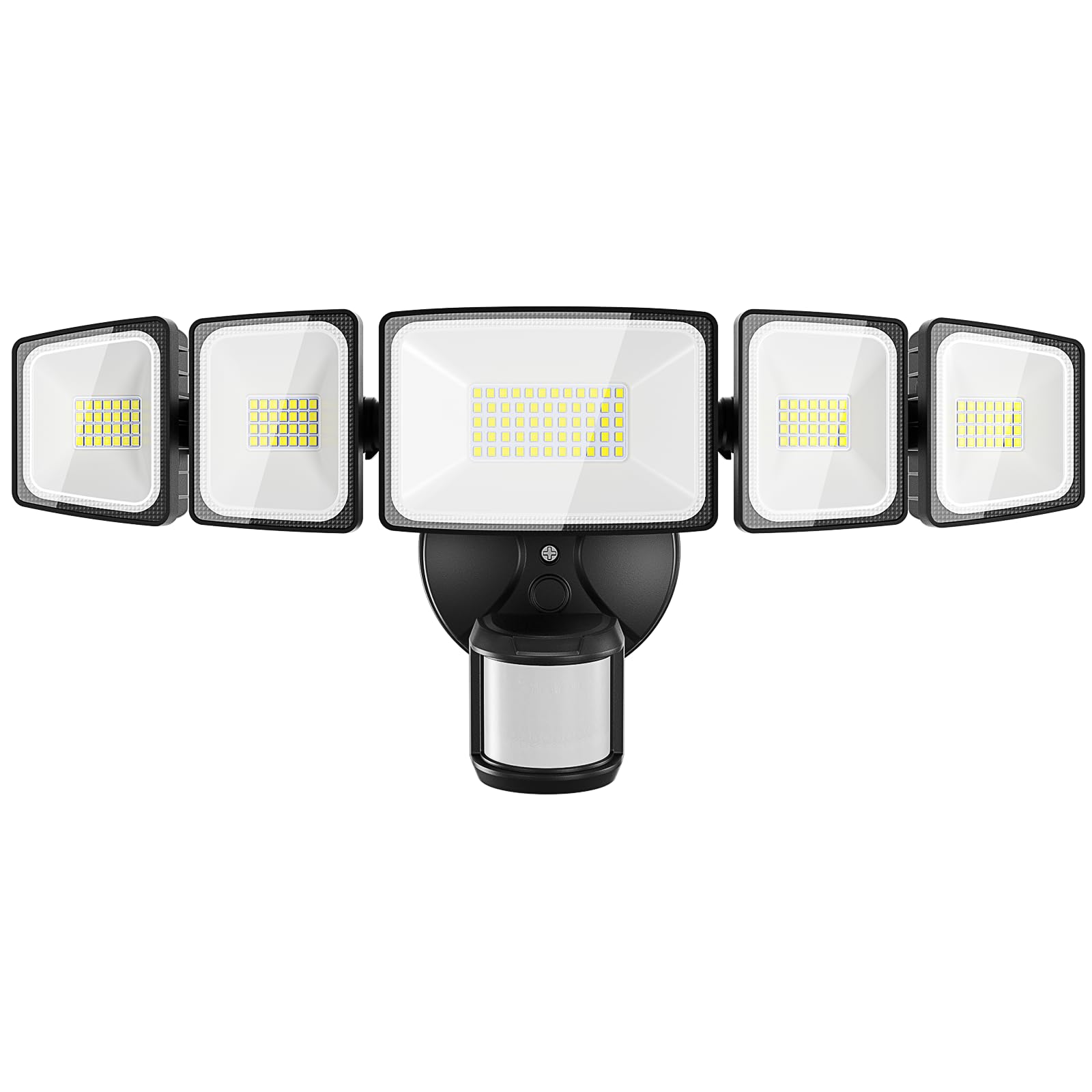 Onforu 120W LED Security Lights, Motion Sensor, 5 Heads, 6500K, IP65 Waterproof, Standard Size, Black, Model BDBL100G-5
