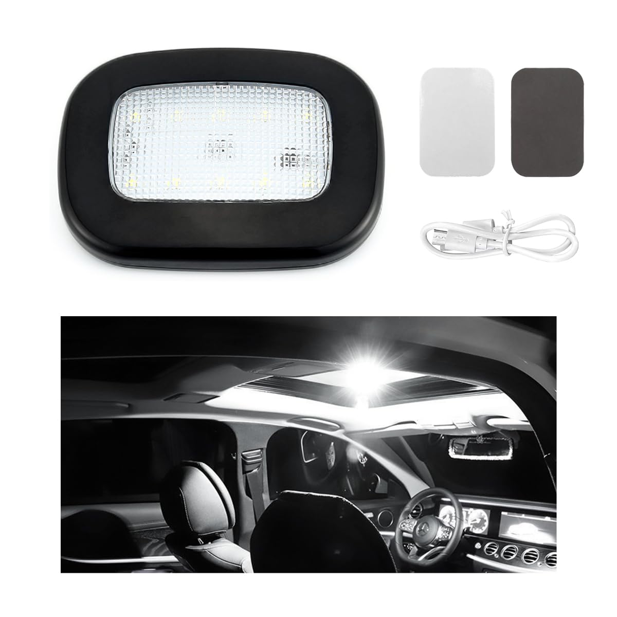 Ohleats Car Interior Ceiling Roof Lights, Magnetic Rechargeable Usb Wireless Dome Lamp, Led Auto Map Reading Light Cover For Ins