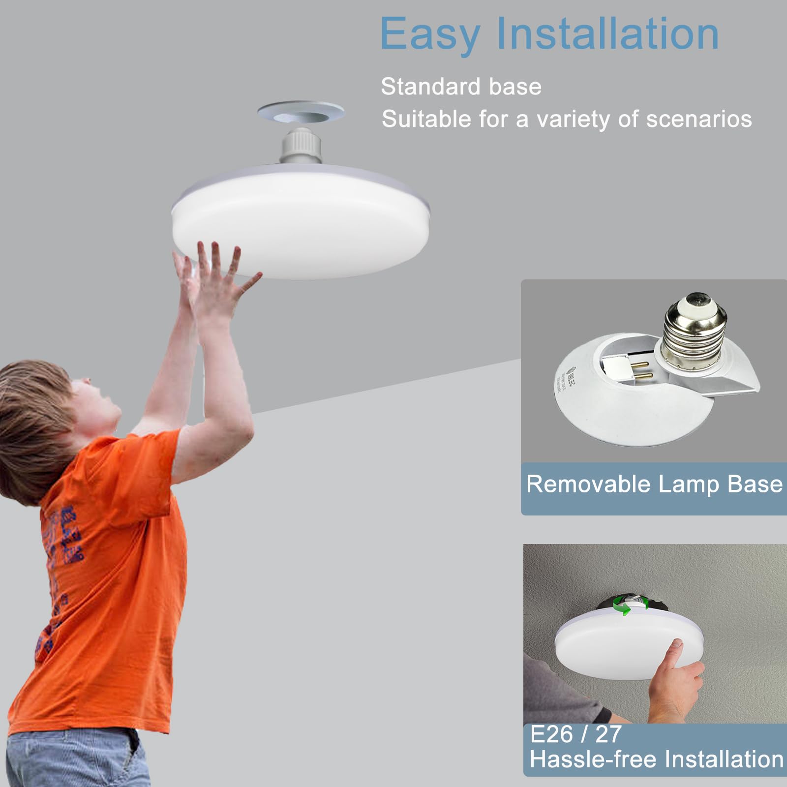 Ncbcnb E27 Ufo Garage Light Bulb 330W Equivalent Efficient 50W 9Inch 4000Lm, Led Light Bulbs, 6500K Daylight White Light E27/26