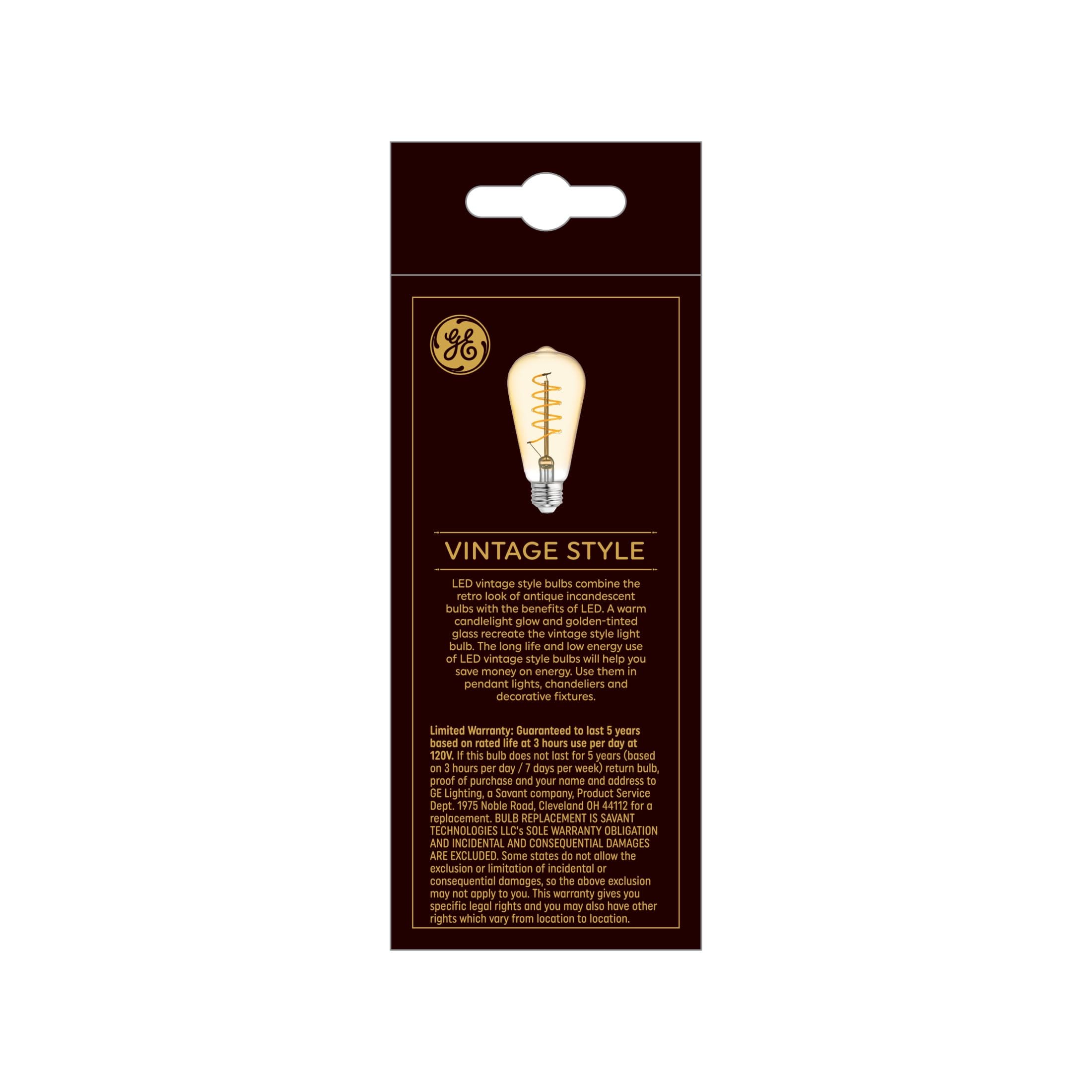 Ge Vintage Style Led Light Bulb, 60 Watt, Amber Finish, St19 Edison Style Bulb (1 Pack)