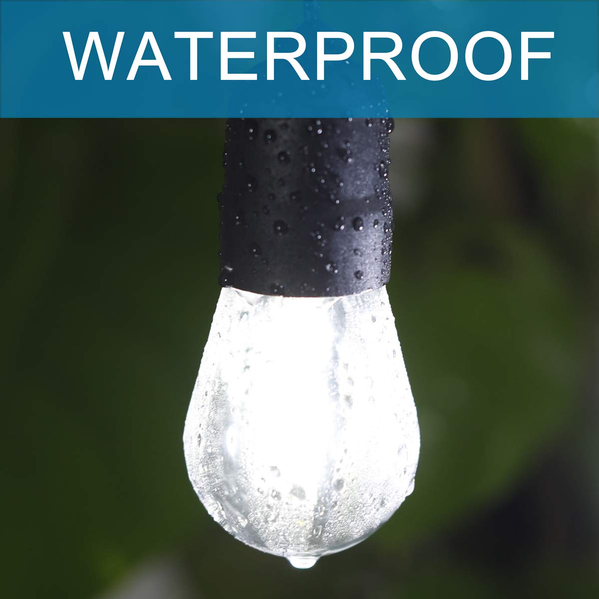 Yosion 60Ft Cool White Led String Lights, Waterproof 20 Hanging Sockets & Shatterproof Bulbs