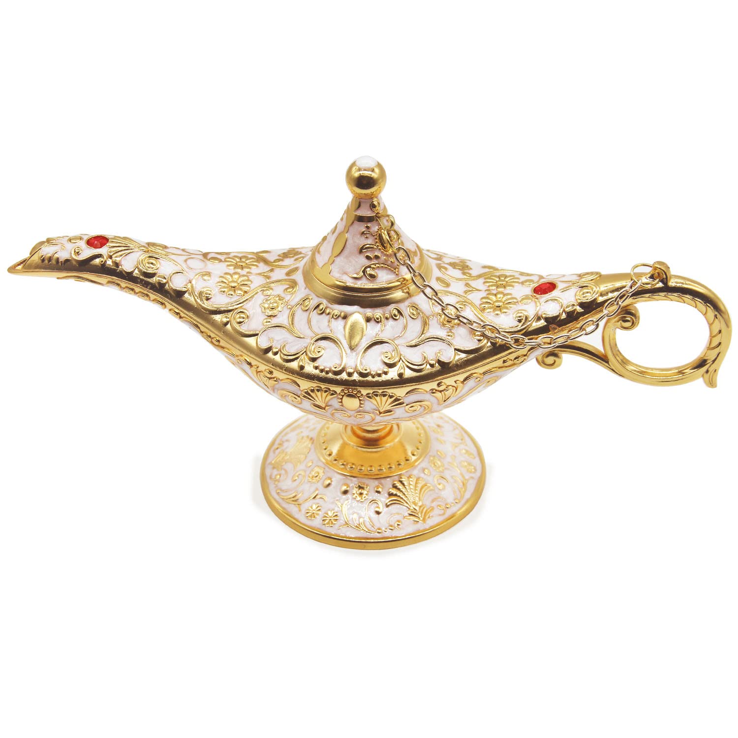 Aveson Classic Vintage Collectable Rare Legend Aladdin Magic Genie Costume Lamp Home Table Decoration & Gift, Golden White