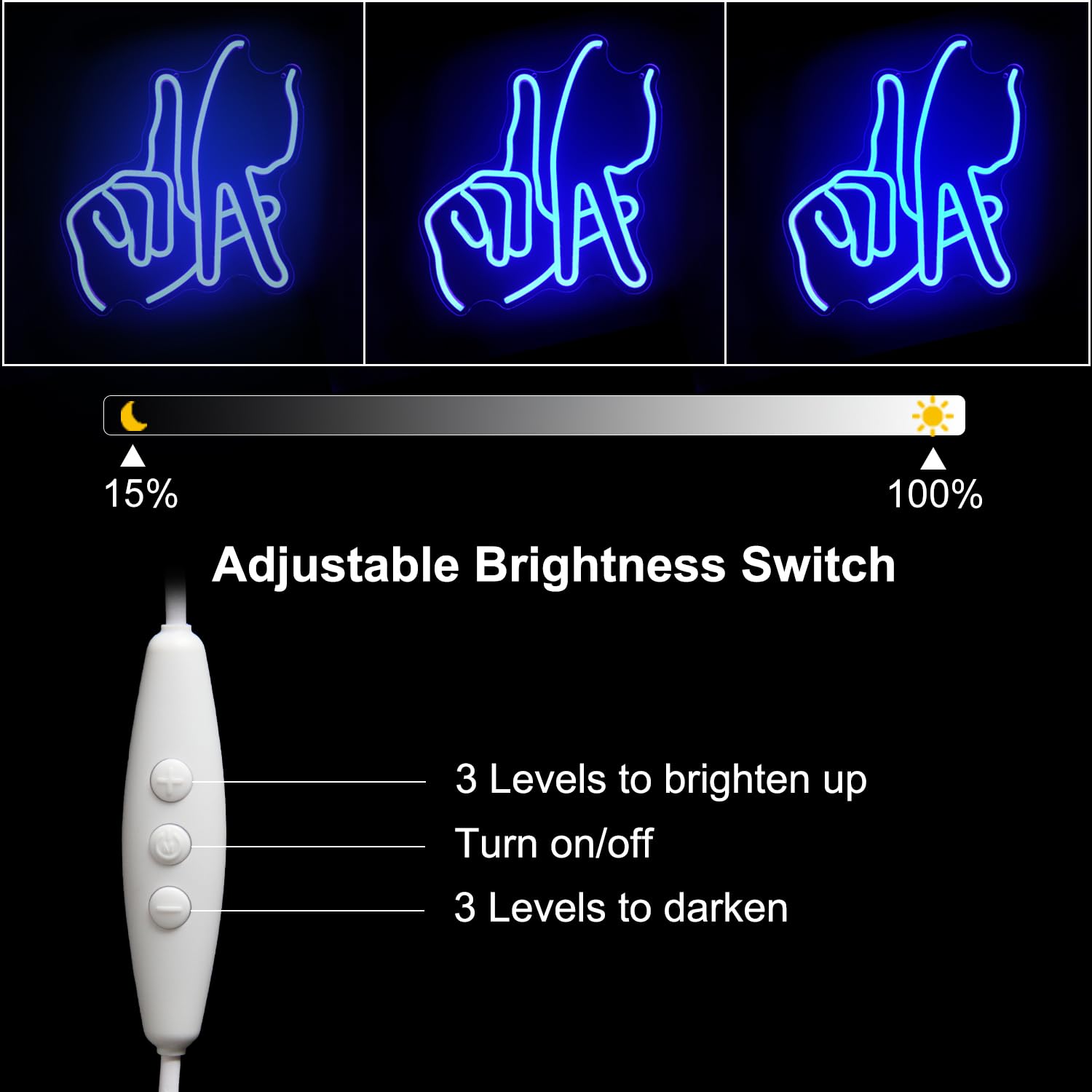 Kullneon Los Angeles Gesture Neon Sign Baseball Team Neon Lights For Man Cave Decor Blue Letters Gesture Led Sign Fingers Neon Wall Sign La Neon Signs For Wall Bedroom Garage Game Room Decor