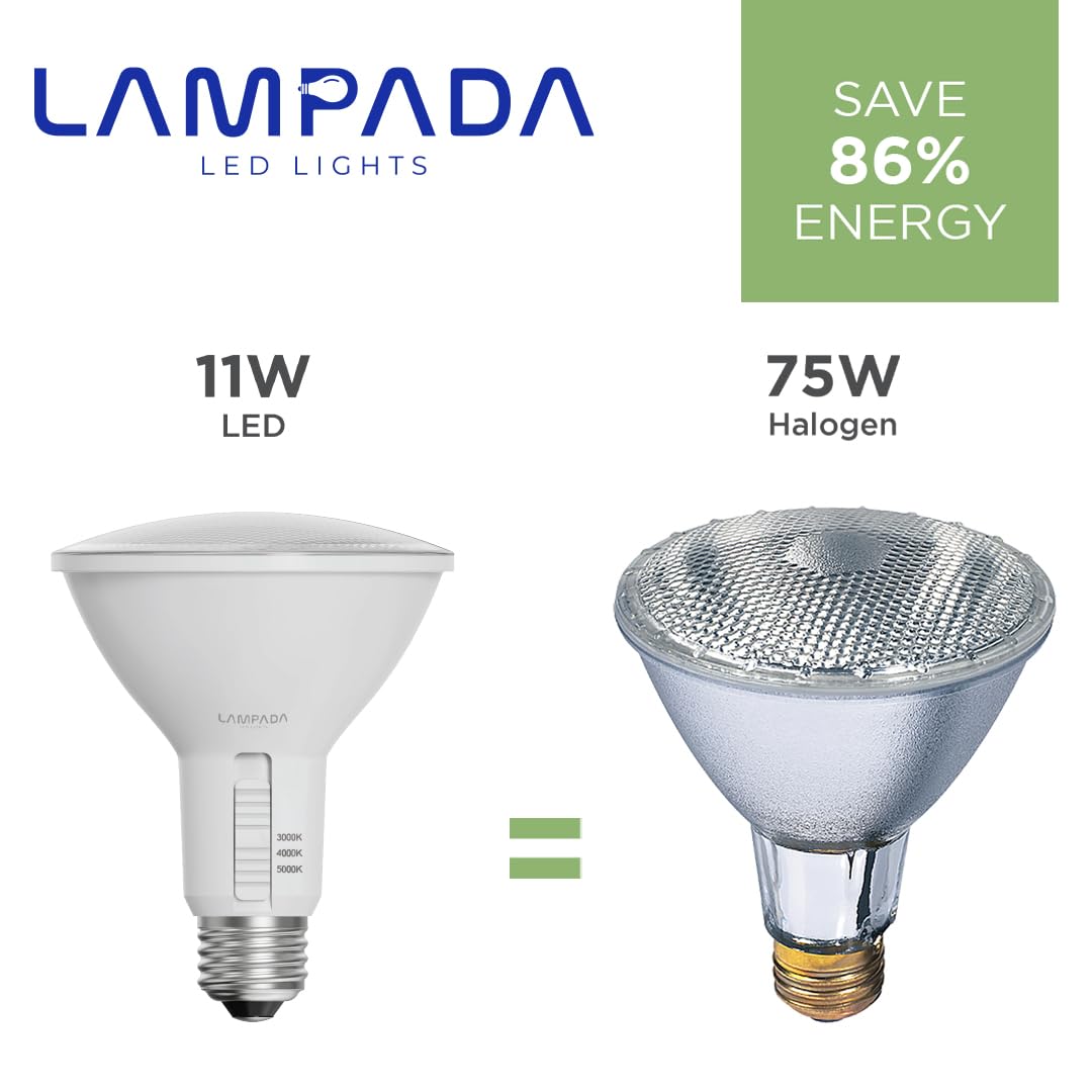 Lampada Par30 Long Neck Dimmable Led Bulb, 11W (75W Equivalent), 800 Lumens, Color Selectable, 3000K, 4000K, 5000K, 3Cct, Spot L