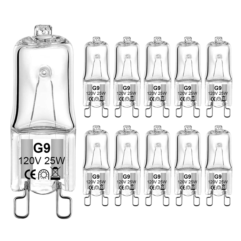 G9 Halogen Bulbs 25W Dimmable T4/Q25/G9/CL/120V JD Type Halogen House Hold Light Bulb for Hanging Pendant Accent Type Spot Down