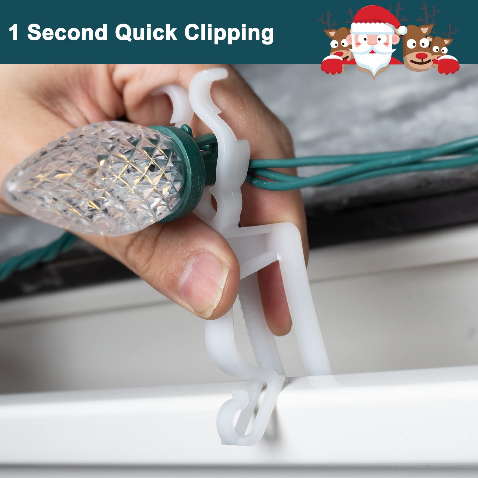 Universal Christmas Lights Shingle Clips, 400 Count All In One Gutter Clips, Shatterproof All Purpose Shingle Clips For C7/E12,