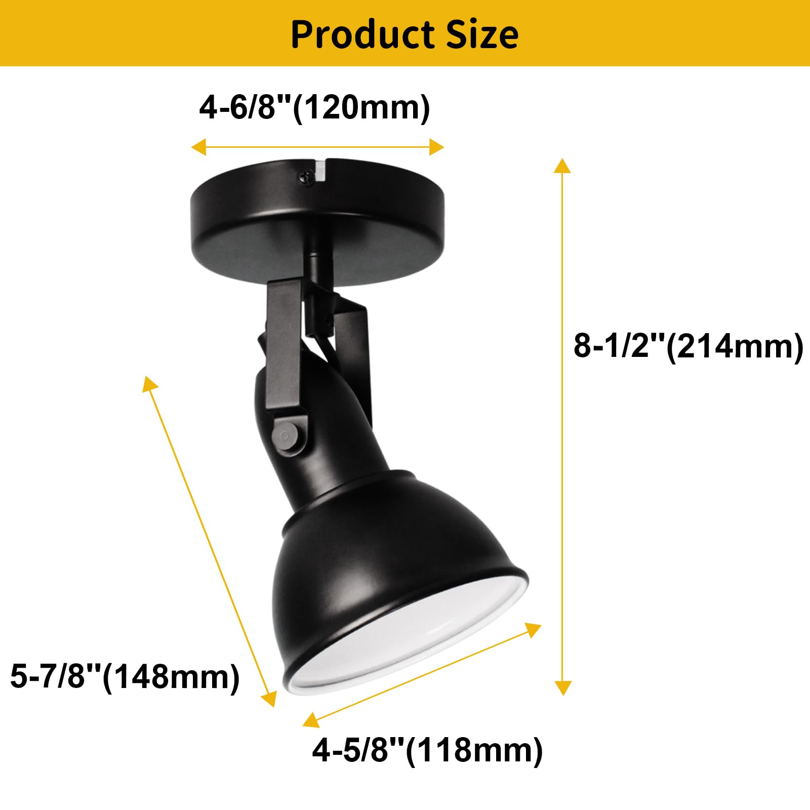 Hibay Flexible Track Lighting Fixtures Black, Industrial Ceiling Wall Spot Lights Kit, Led 1-Light Spotlights For Kitchen Bedroo