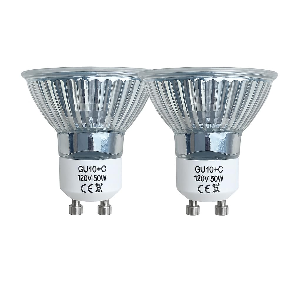 Cinsenten GU10 Halogen Bulb 50W 120V, Dimmable Warm White, Glass Cover, 2-Pack