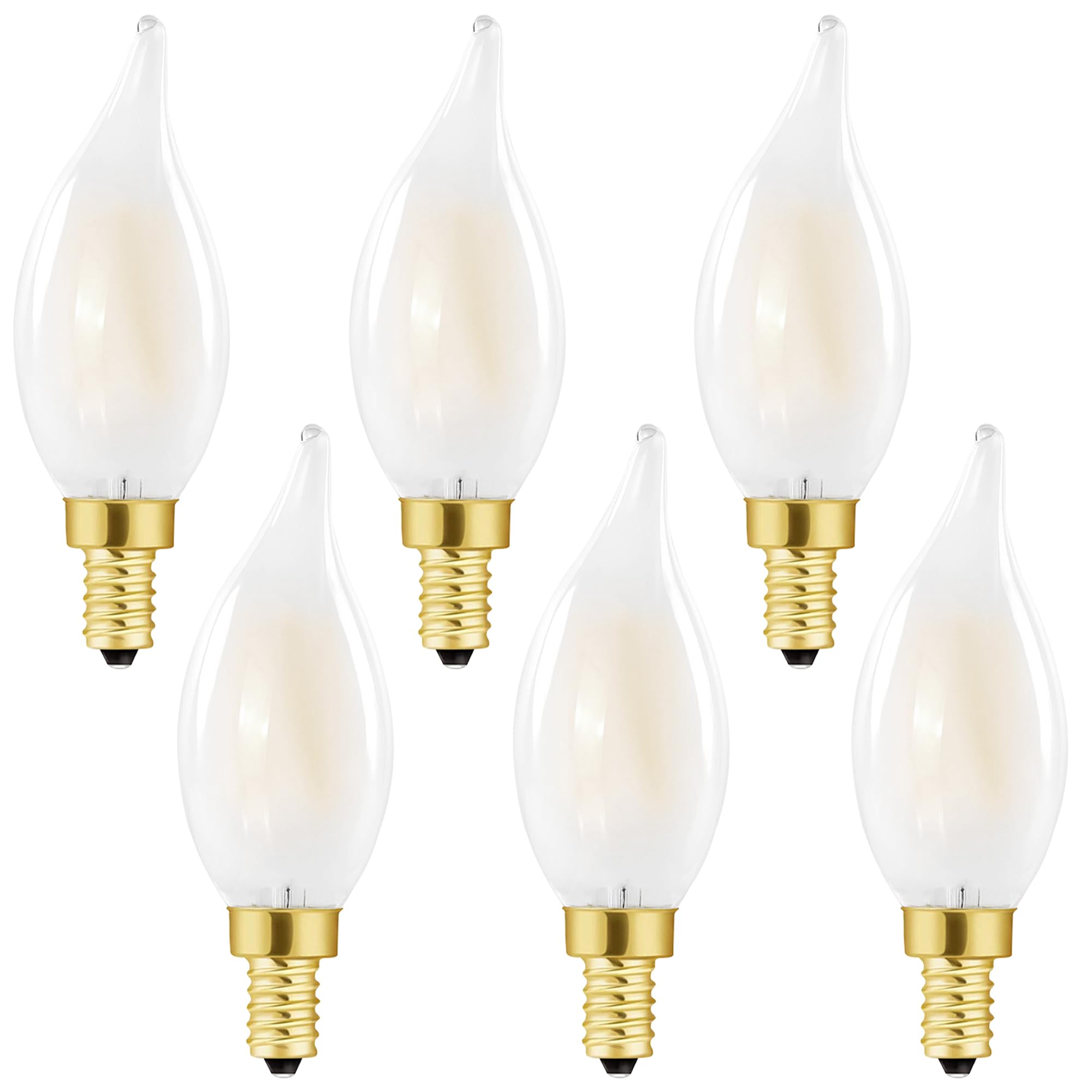 Homosum E12 Frosted Candelabra Light Bulbs, 2W Equivalent 20W, Soft White 3000K,250Lm,Dimmable Chandelier Led Bulbs For Dining R