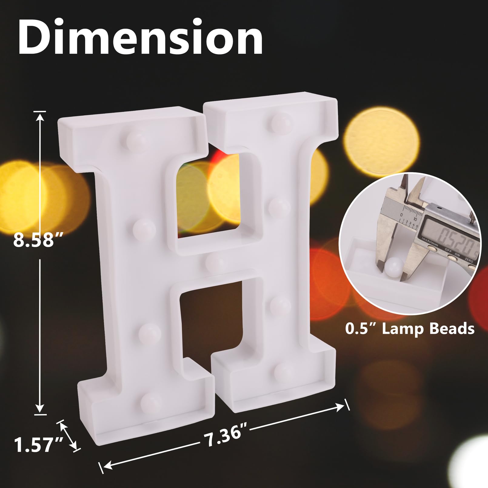 Tronsboo Led Marquee Sign Light Up Letters, Alphabet Light Up Letters Sign, Battery Powered Led Letter Lights For Night Light, Wedding, Birthday, Party, Christmas Or Home Decor (Letter H)