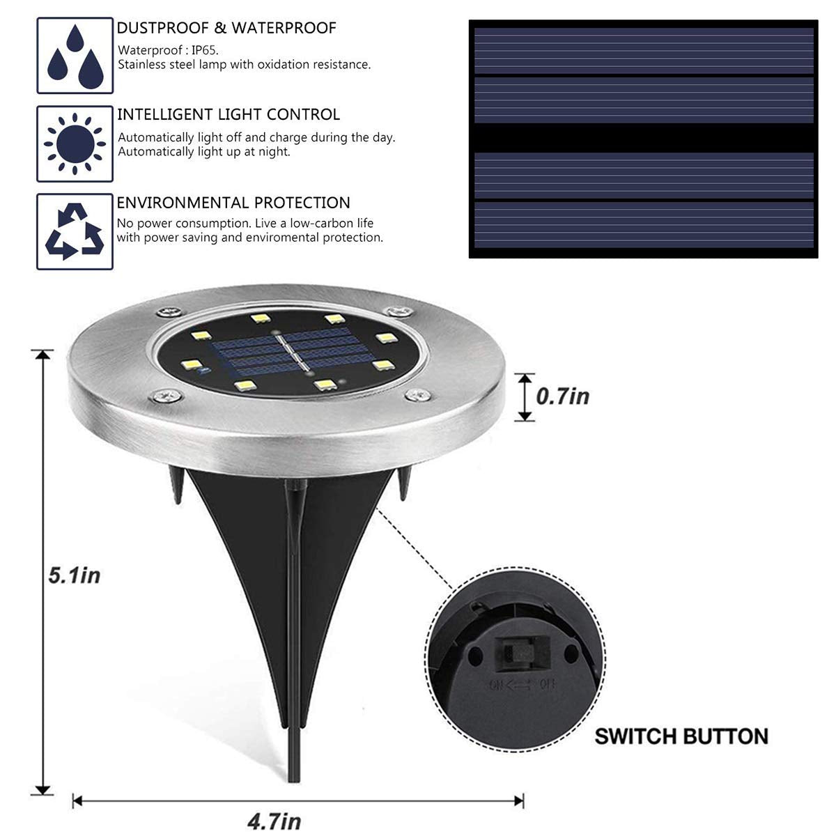 Zgwj Solar Ground Lights, 4-Pack Waterproof Upgraded Landscape Lights For Outdoor Use, Warm White